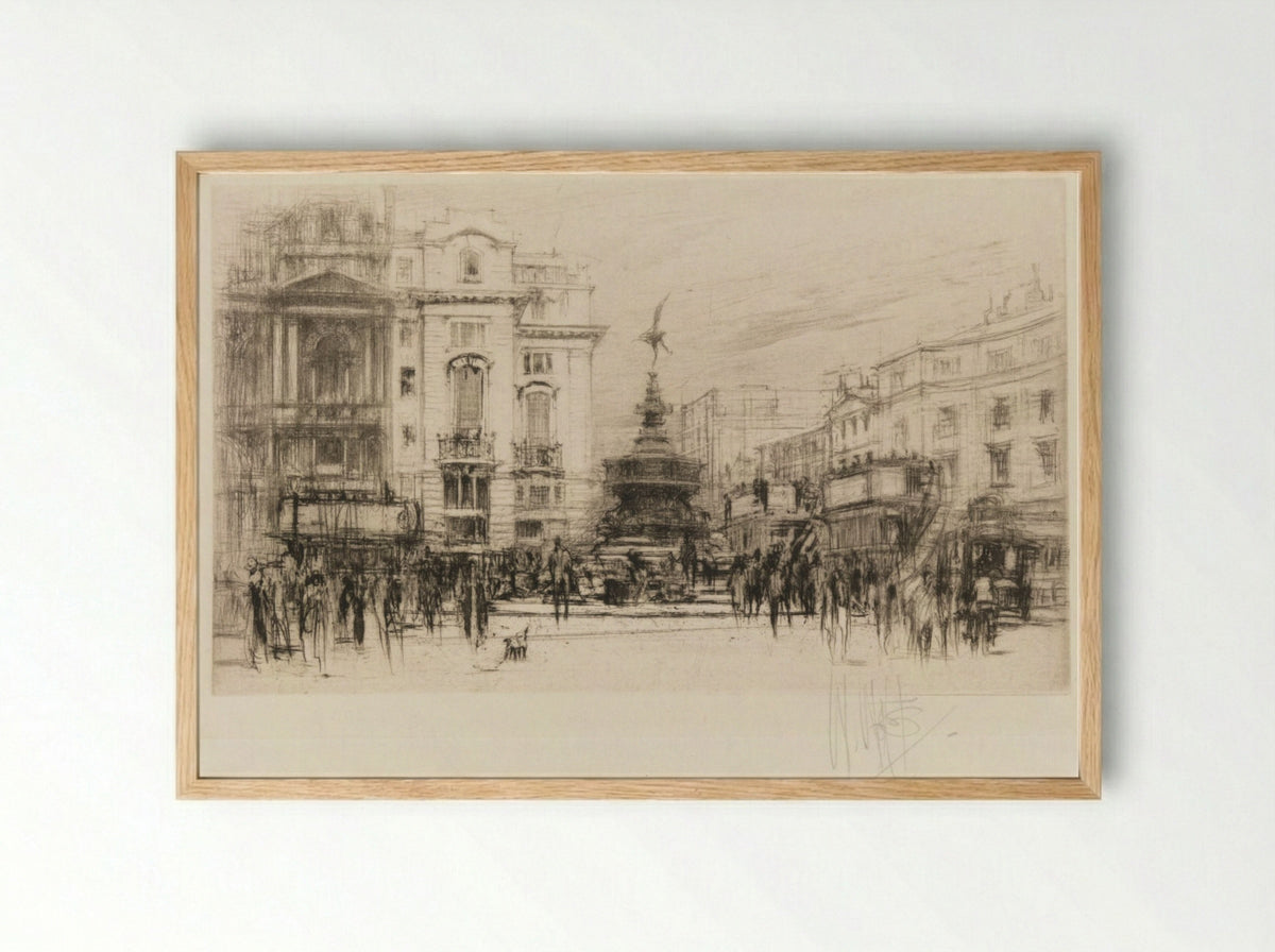 London Set: Piccadilly Circus (with Criterion Theatre) - William Walcot - Framed Print Wood