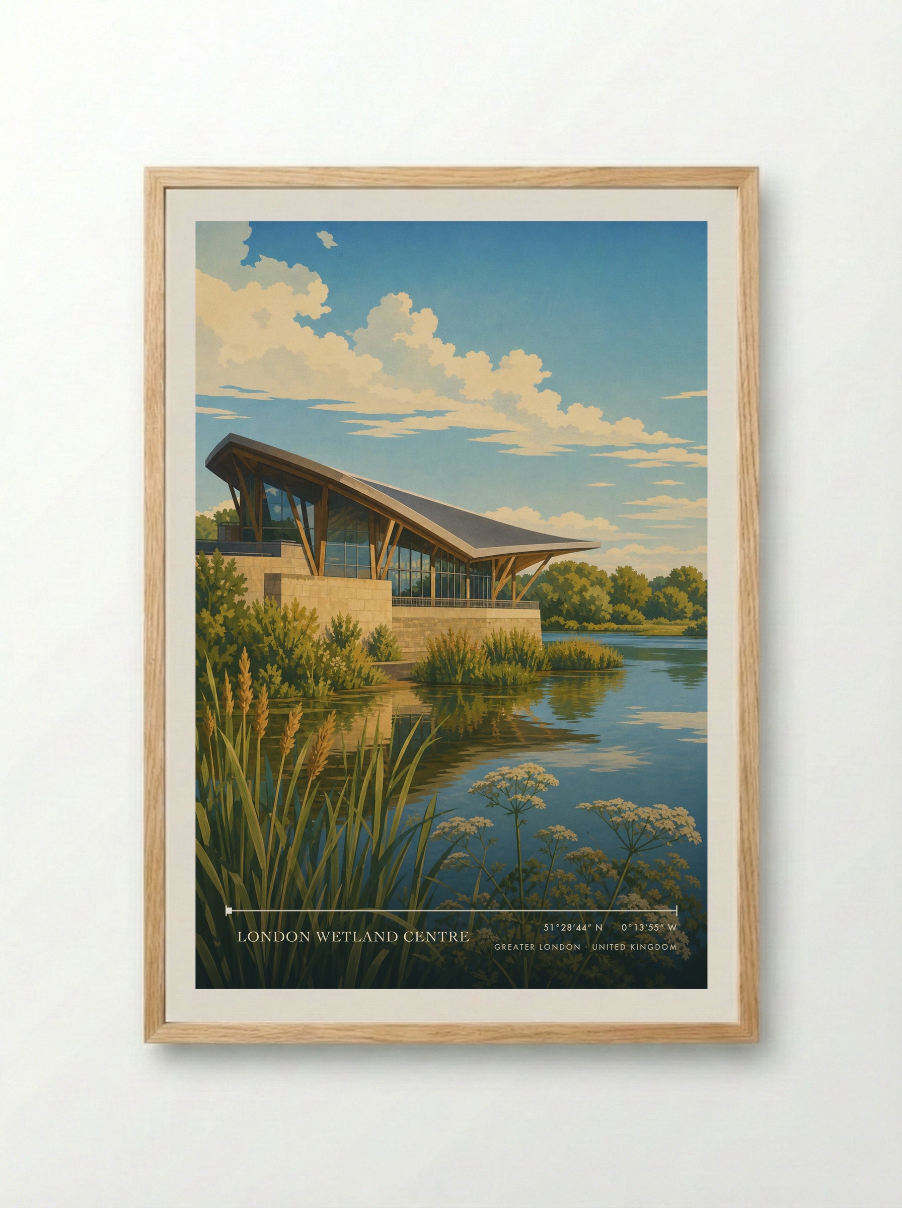 London Wetland Centre Greater London United Kingdom Travel Poster - Framed Print Wood