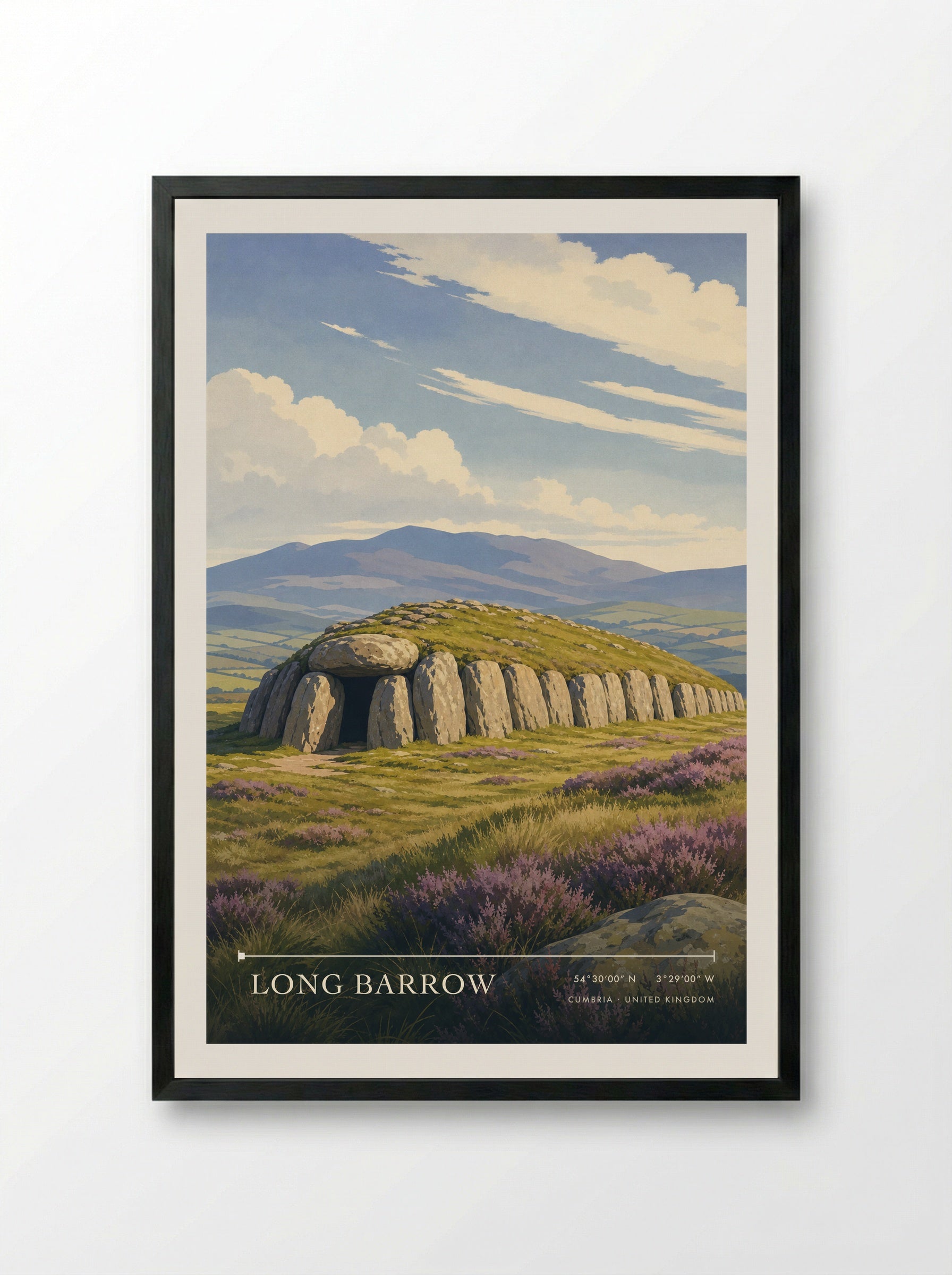 Long Barrow Cumbria United Kingdom Travel Poster - Framed Print Black