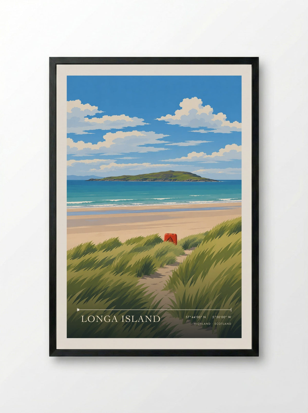 Longa Island, Highland | Travel Poster - Framed Print Black