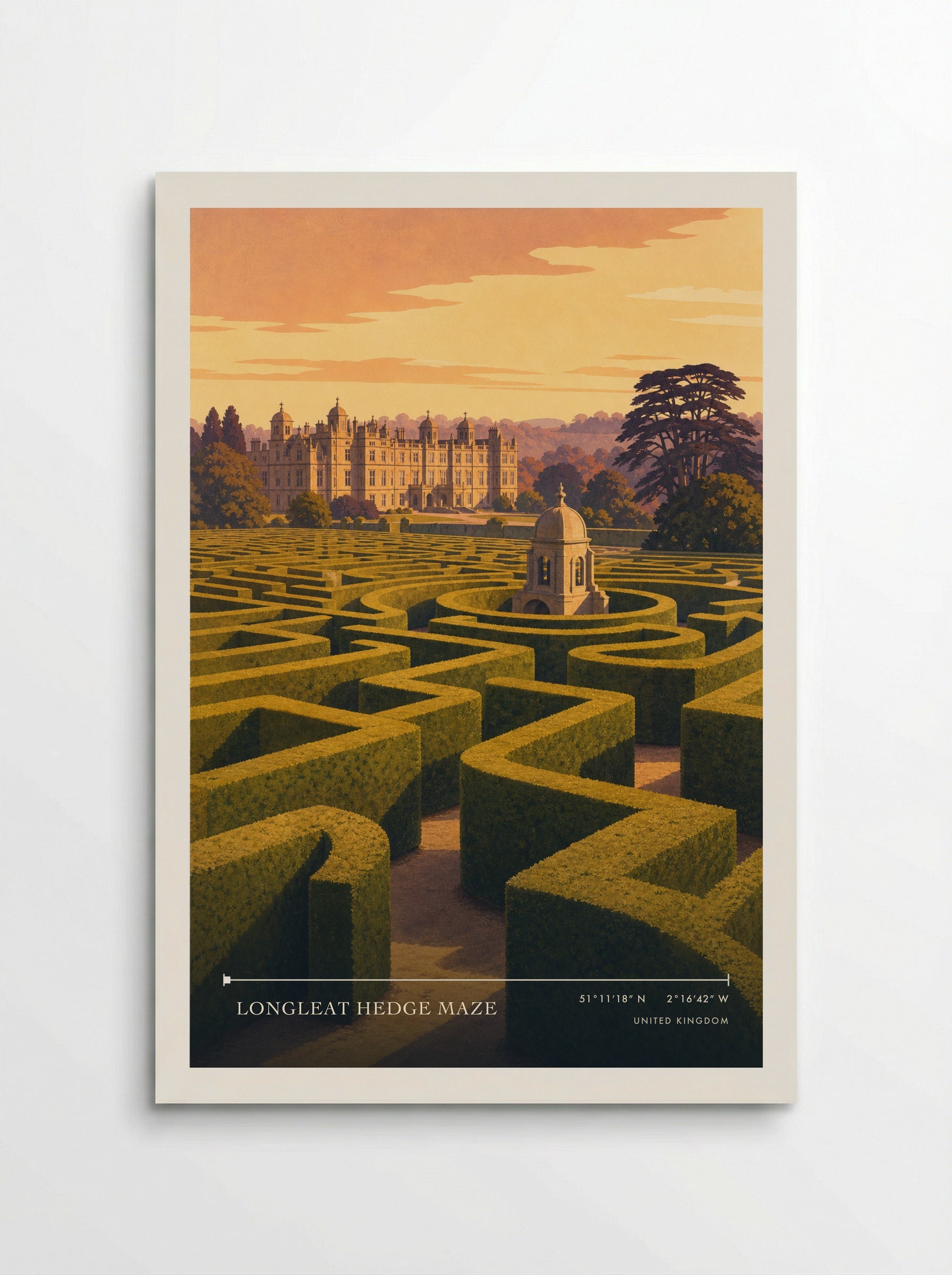 Longleat Hedge Maze United Kingdom Travel Poster - Poster