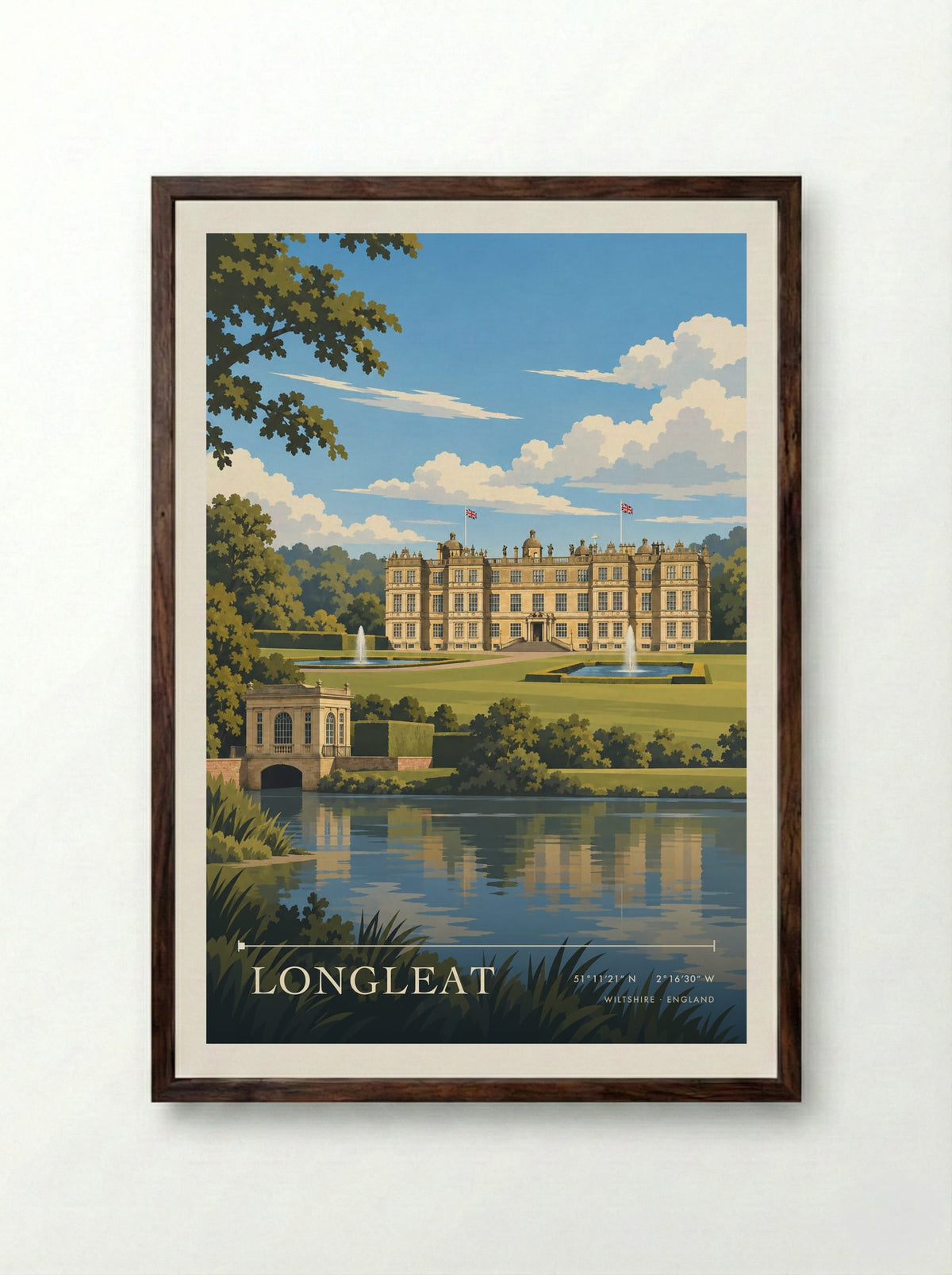 Longleat, Wiltshire | Travel Poster - Framed Print Dark Wood