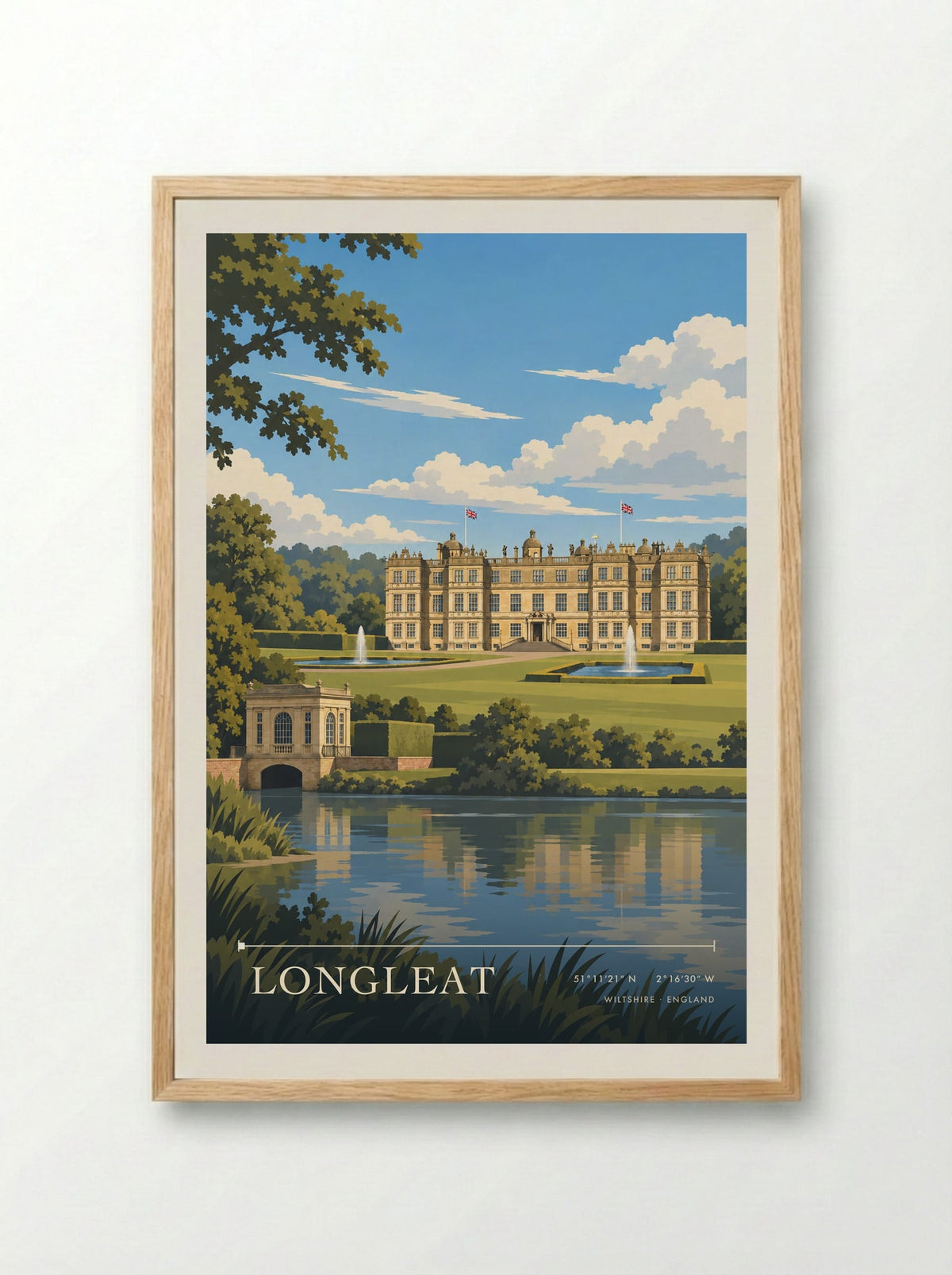 Longleat, Wiltshire | Travel Poster - Framed Print Wood