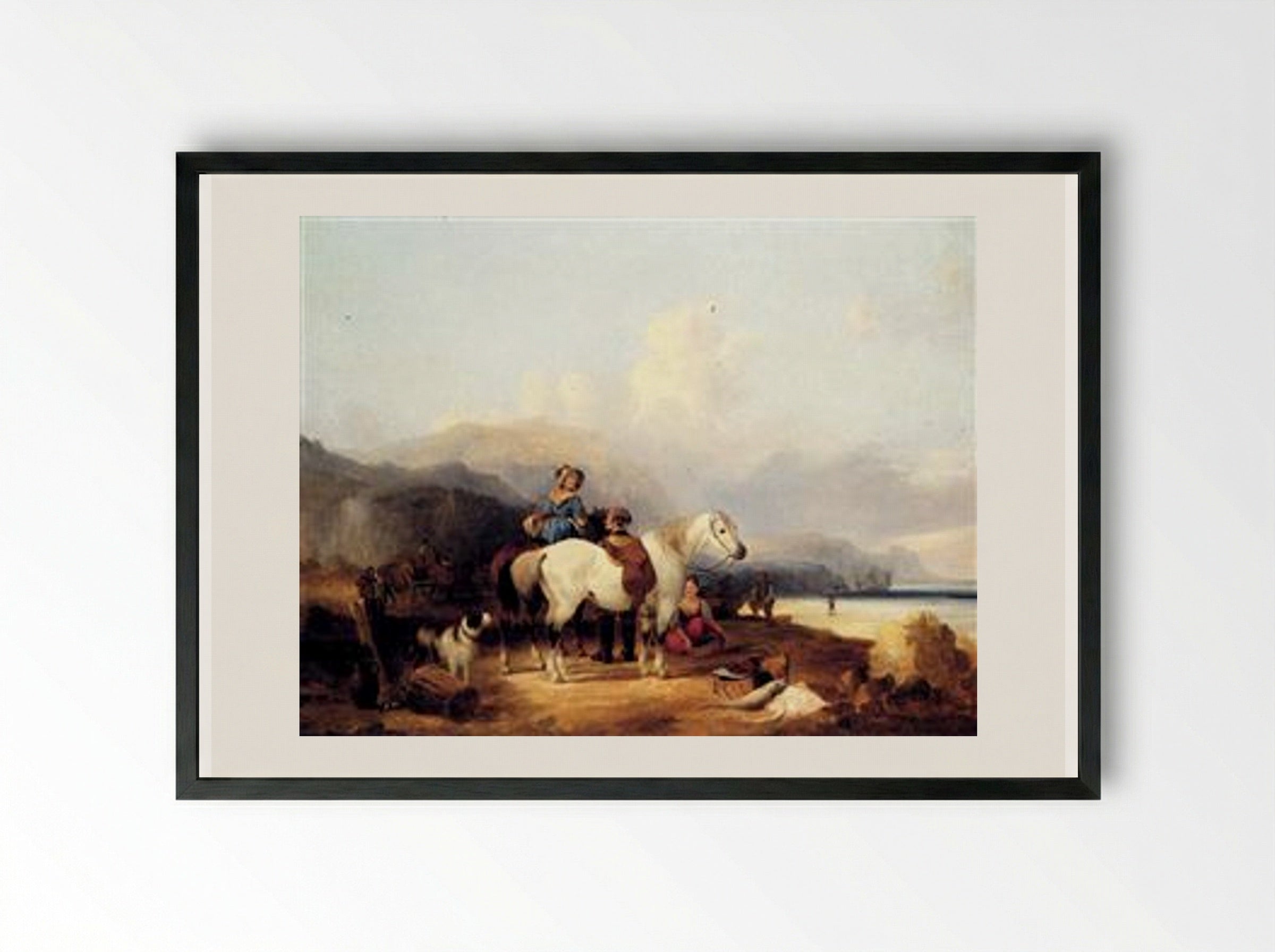 Looking Out To Sea - William Shayer - Framed Print Black