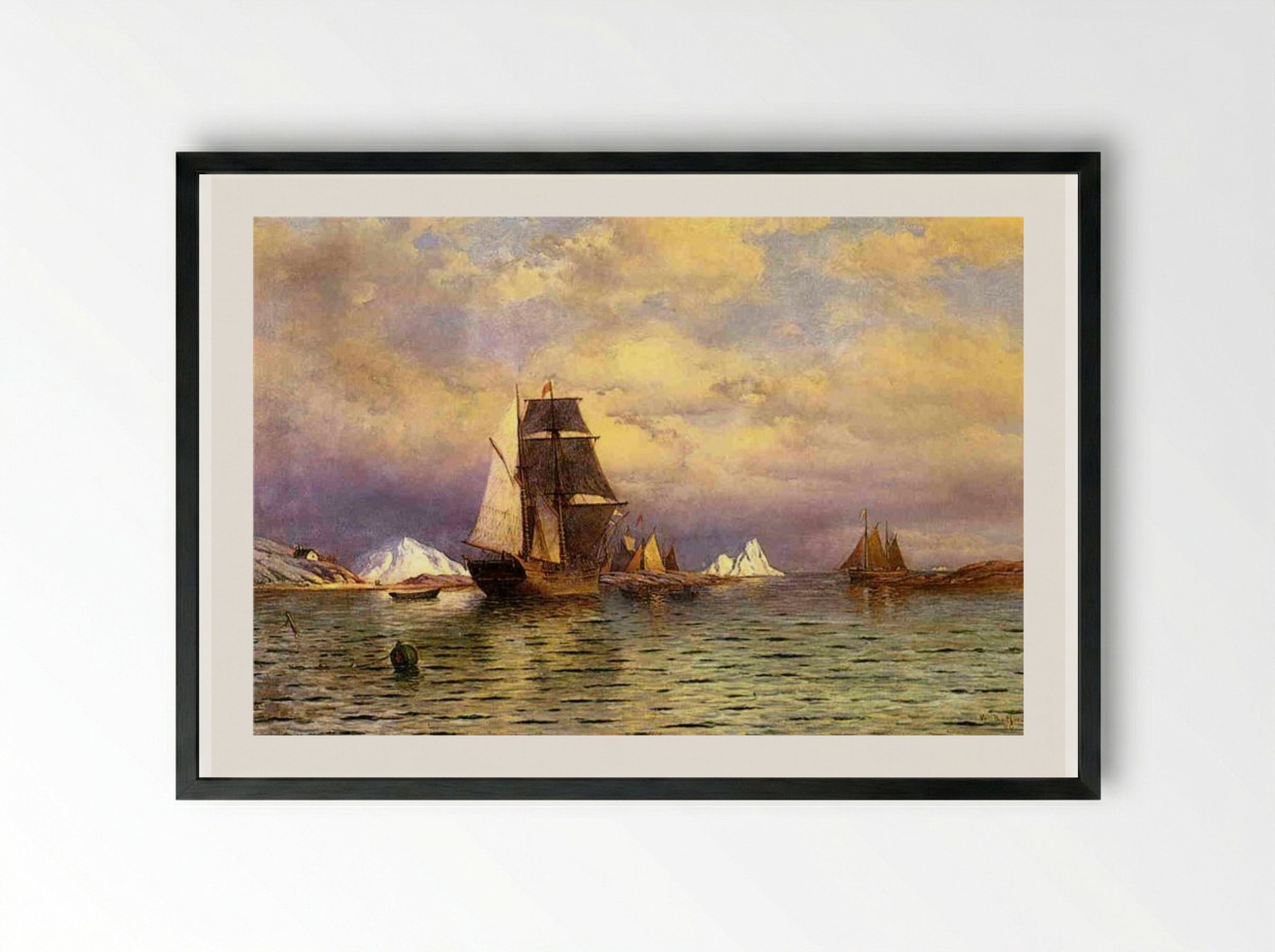 Looking out of Battle Harbor - William Bradford - Framed Print Black