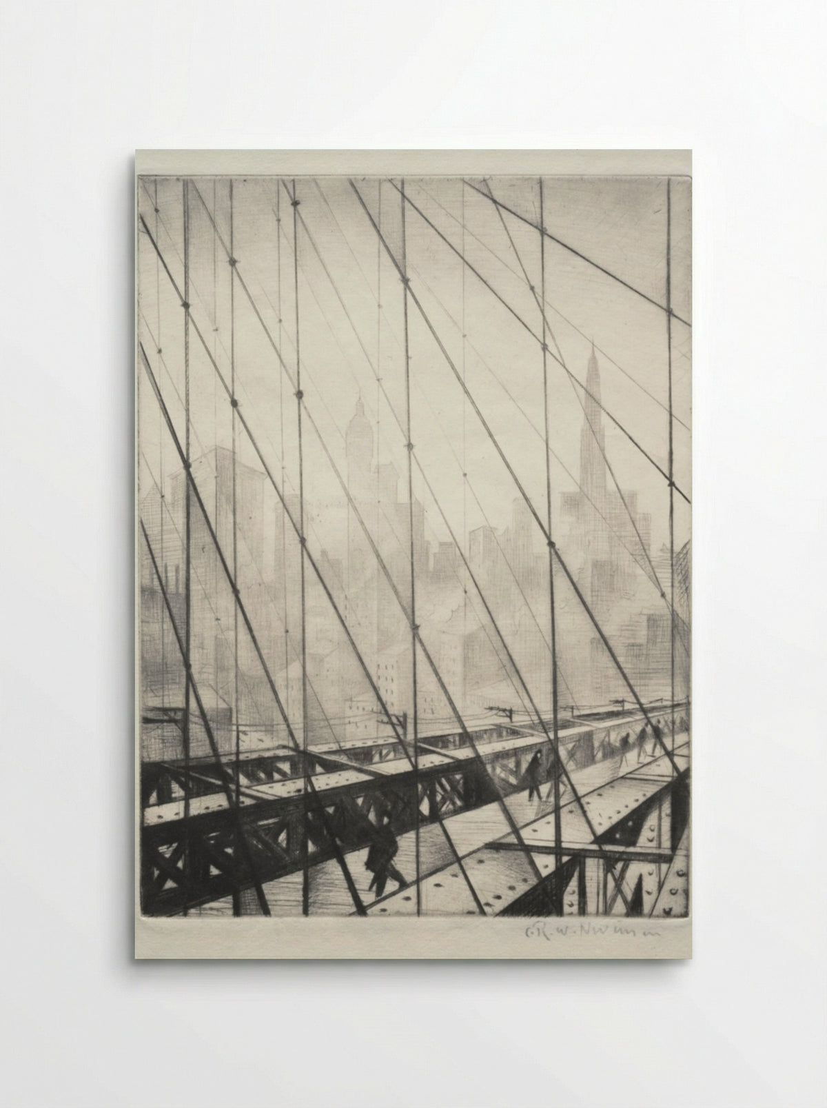 Looking through Brooklyn Bridge - Christopher Nevinson - Poster