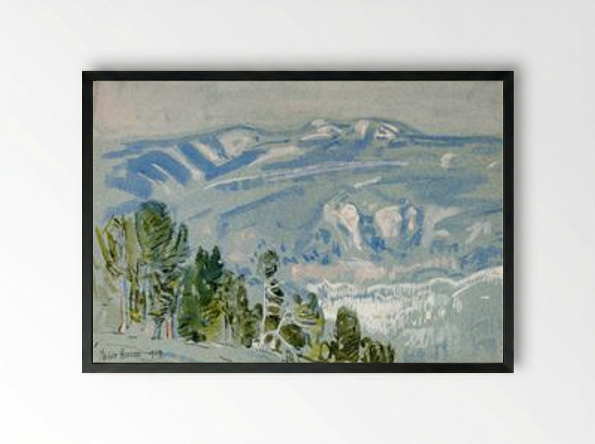 Looking towards Mount Adams from Mount Hood - Childe Hassam - Framed Print Black