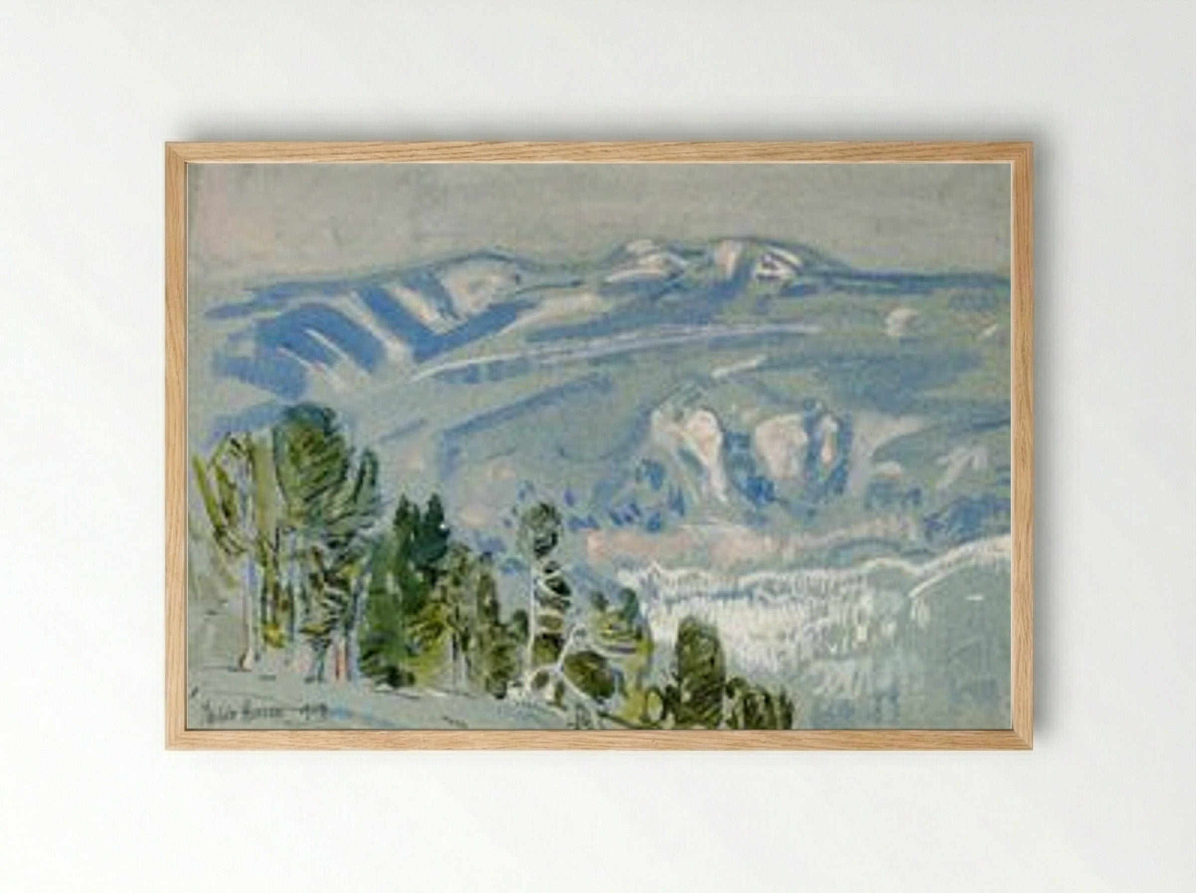Looking towards Mount Adams from Mount Hood - Childe Hassam - Framed Print Wood