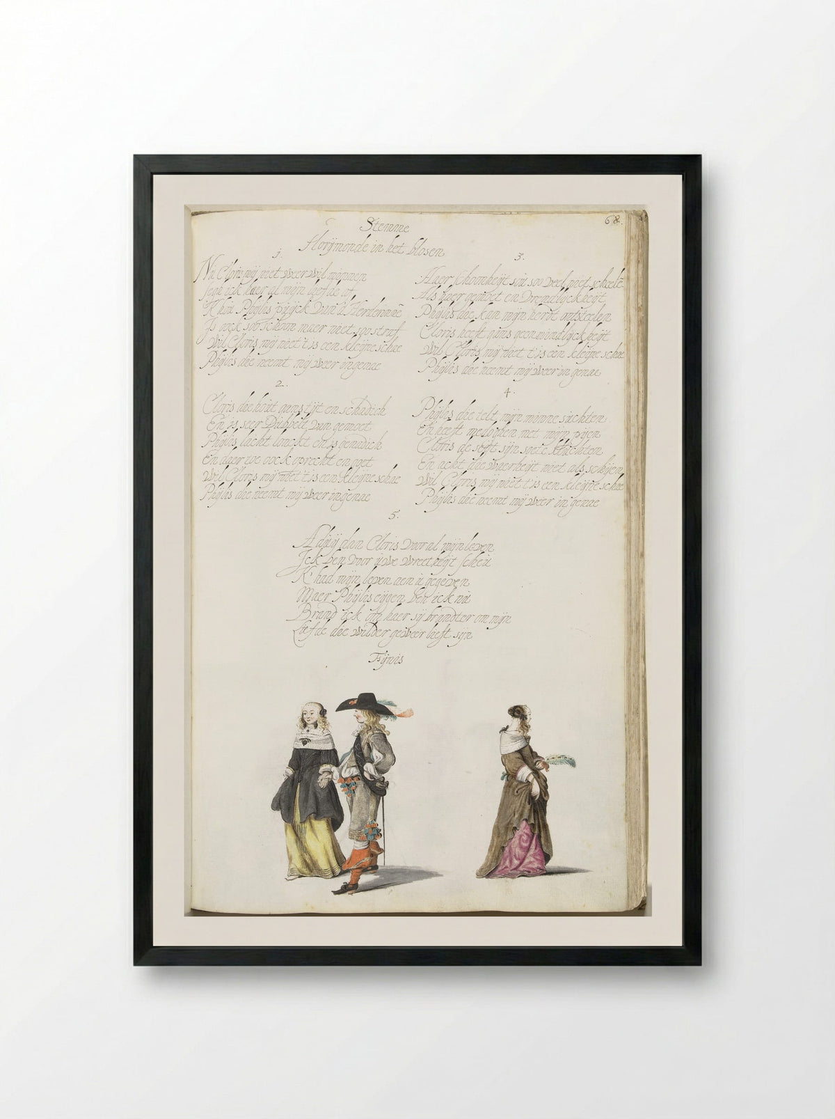Lopende heer en dame en afgewende dame - Gesina ter Borch - Framed Print Black
