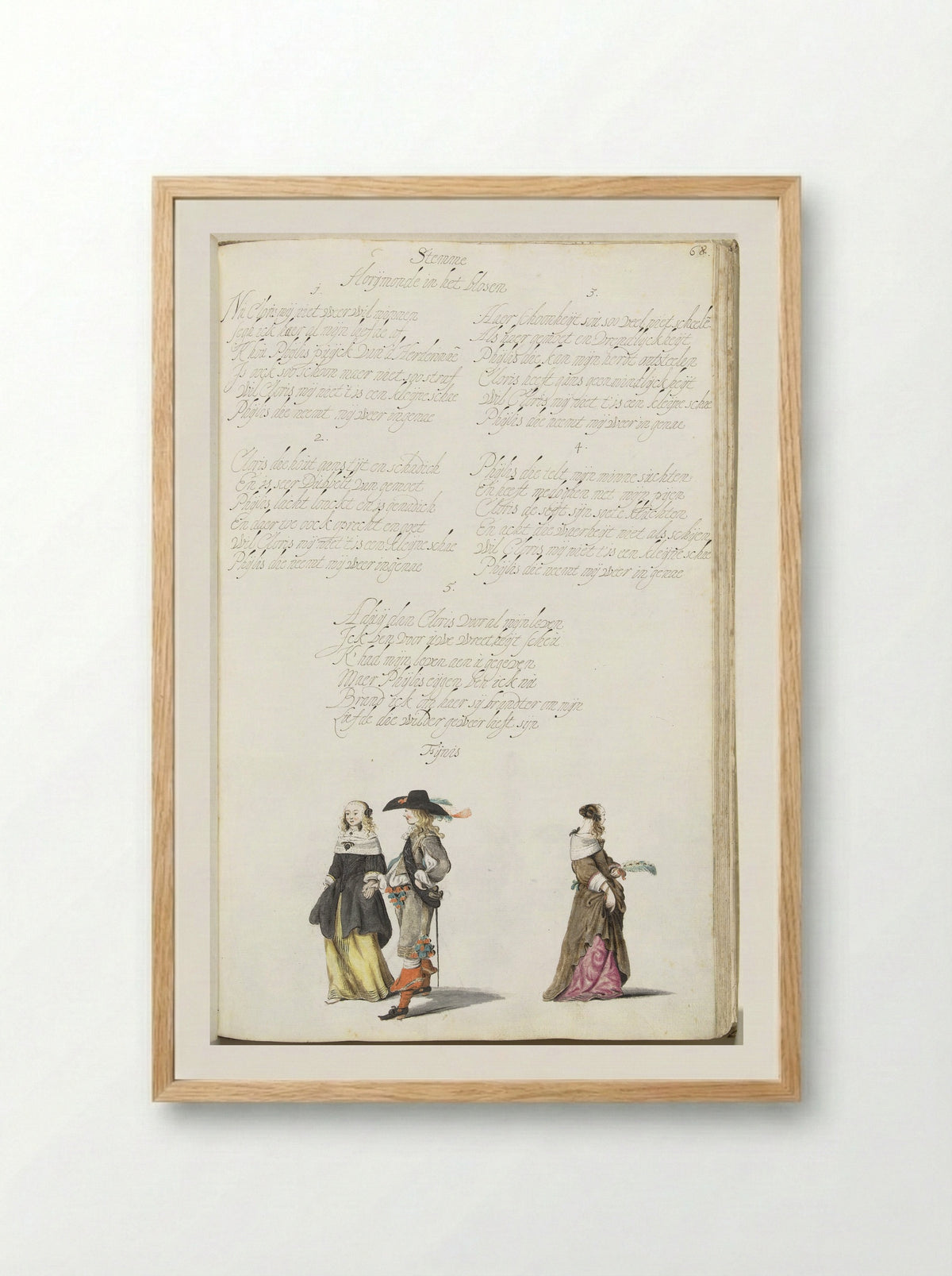 Lopende heer en dame en afgewende dame - Gesina ter Borch - Framed Print Wood