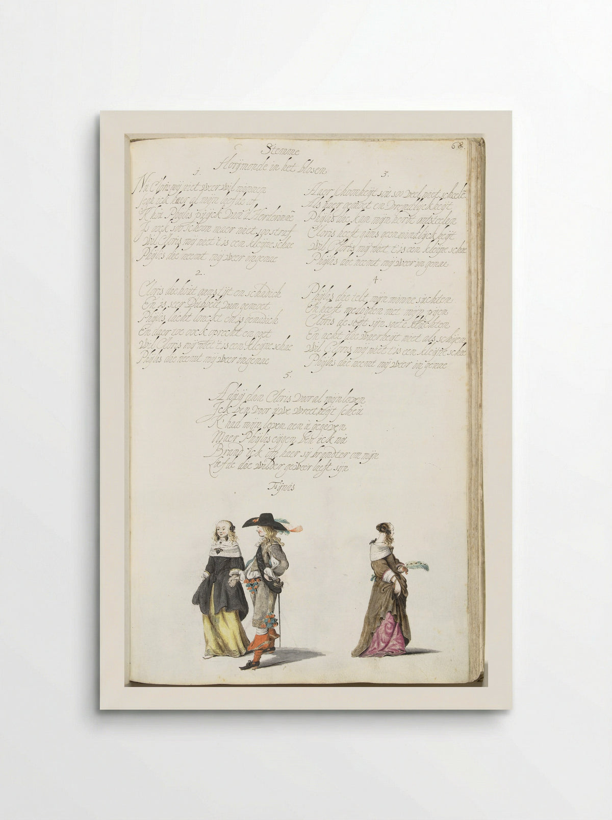 Lopende heer en dame en afgewende dame - Gesina ter Borch - Poster