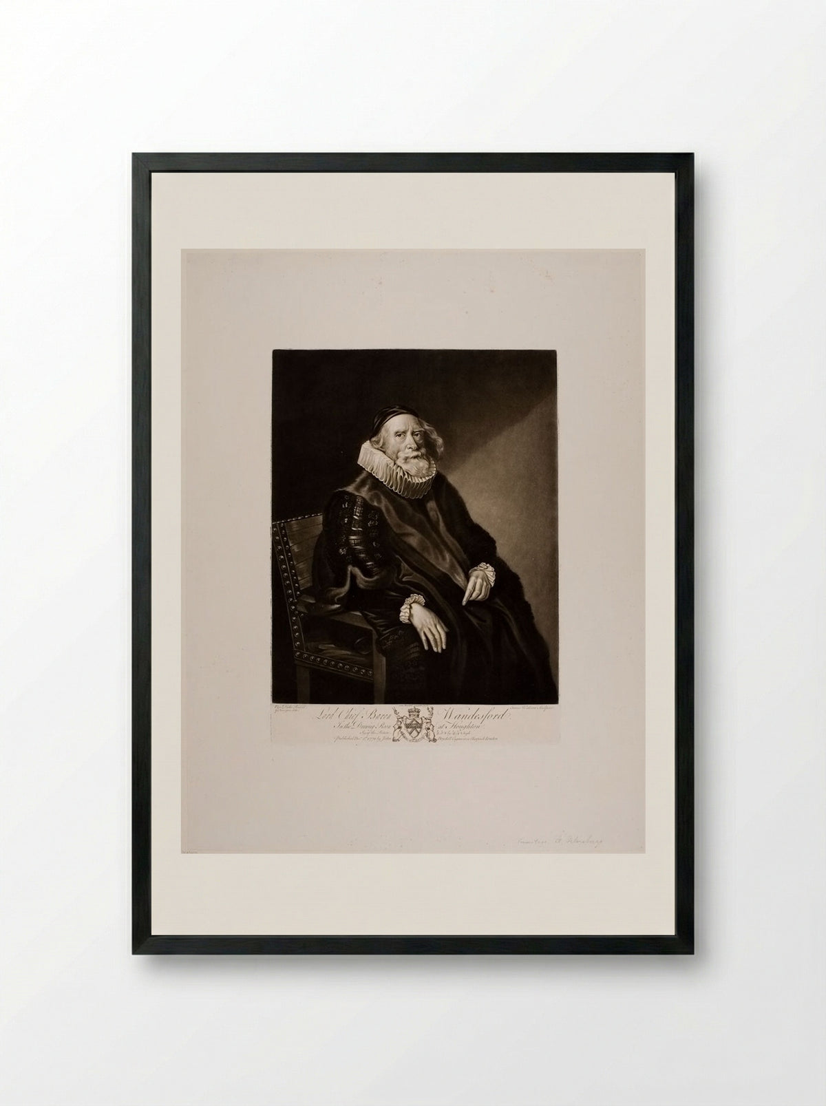 Lord Chief Baron Wandesford - James Watson - Framed Print Black