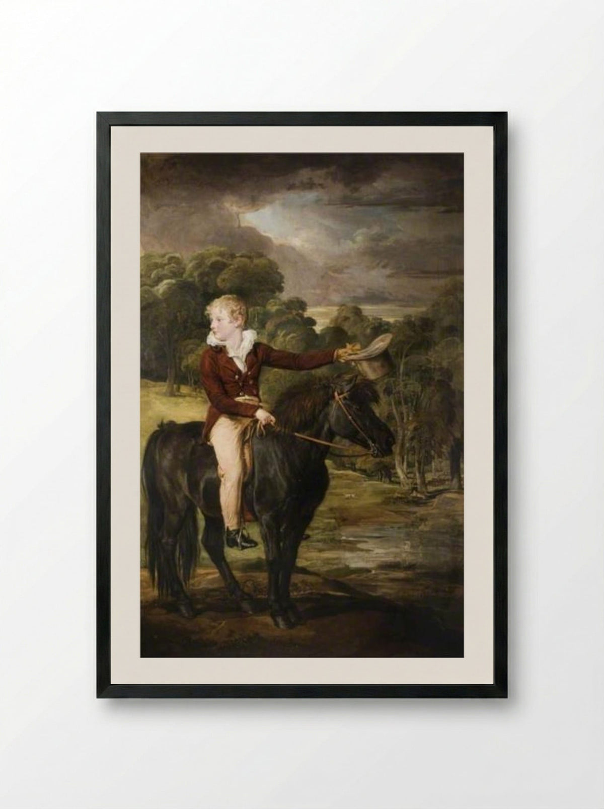 Lord Stanhope, Riding a Pony - James Ward - Framed Print Black