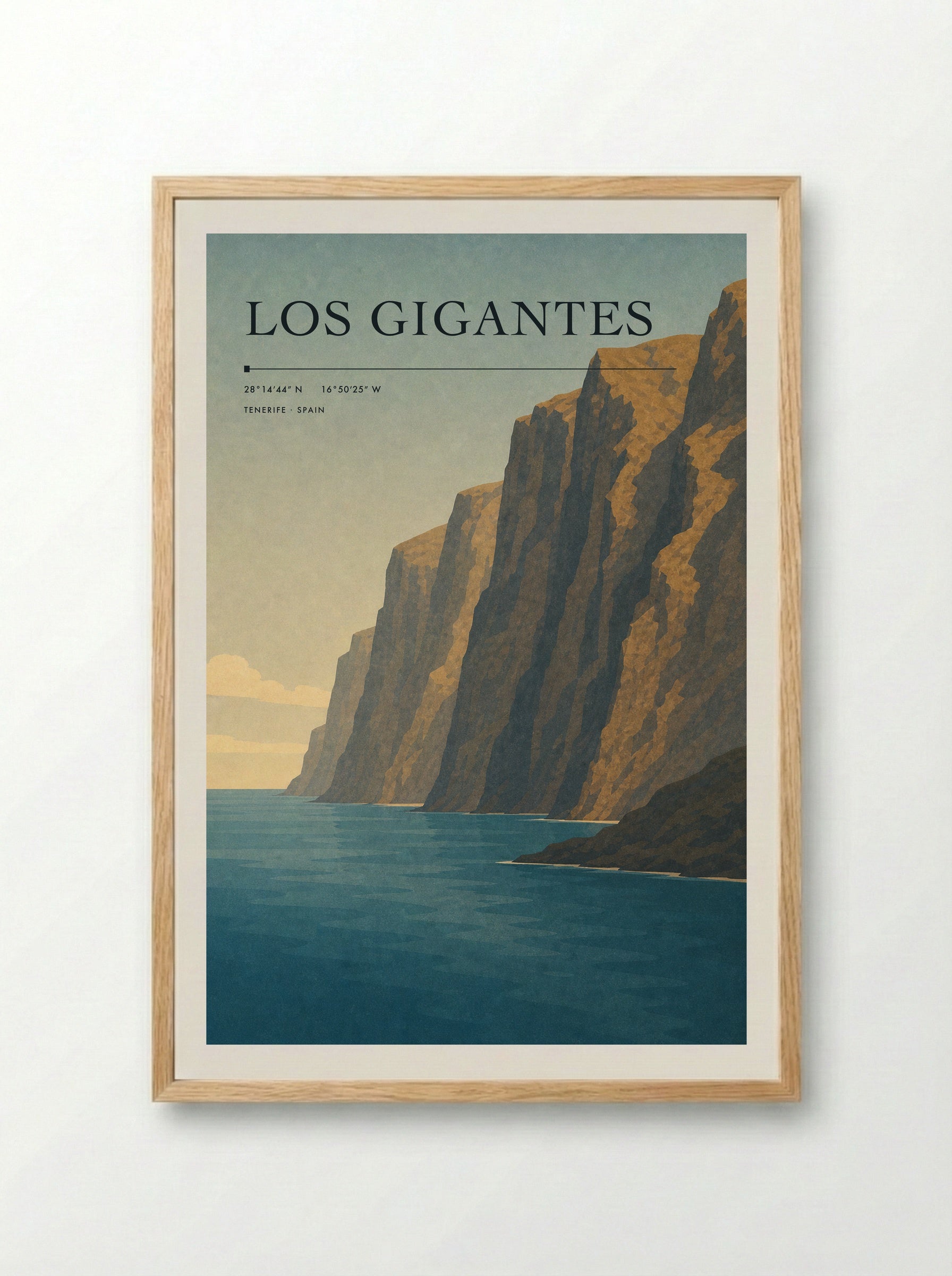 Los Gigantes Travel Poster Artwork - Framed Print Wood