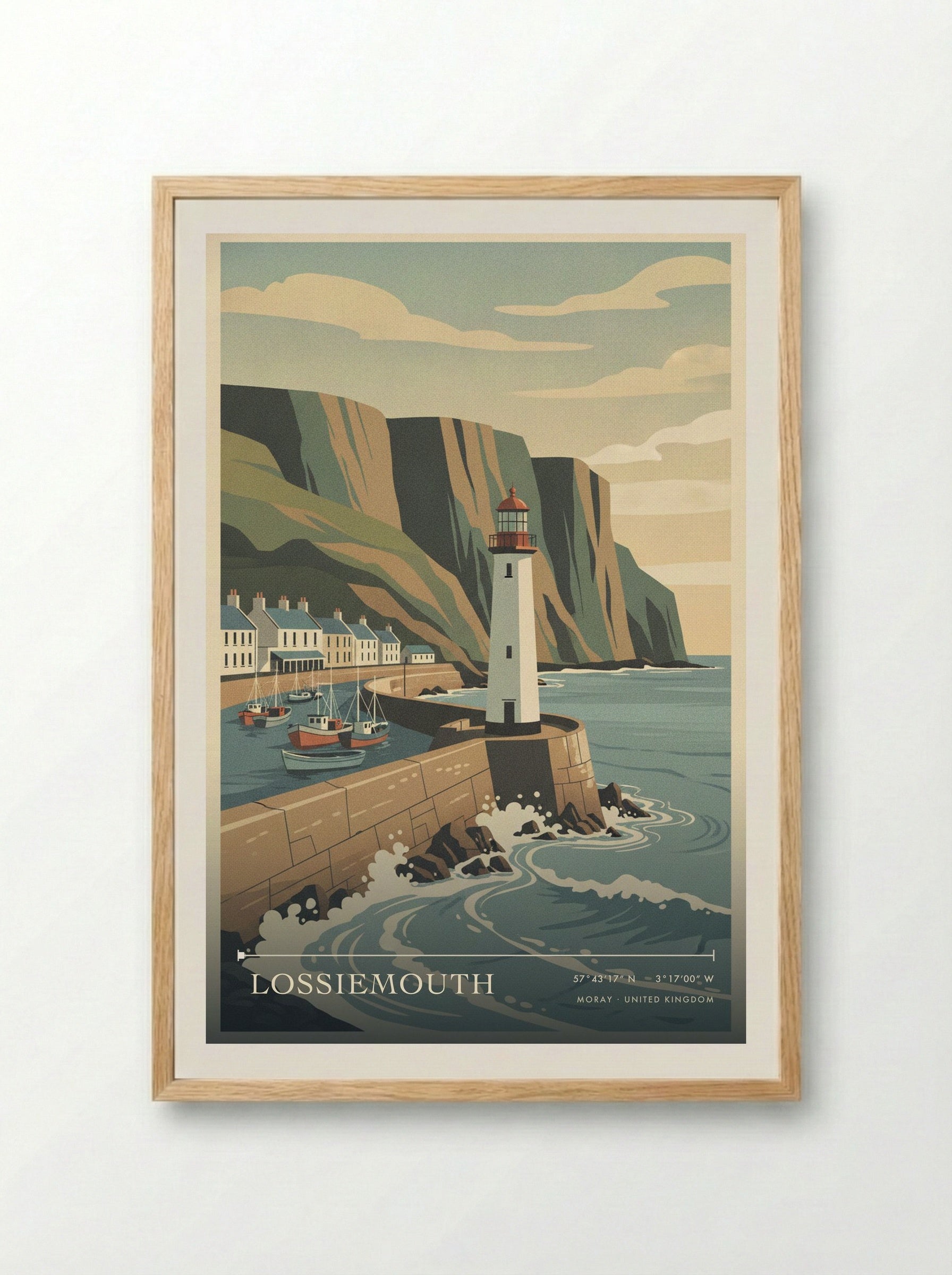 Lossiemouth Moray United Kingdom Travel Poster - Framed Print Wood