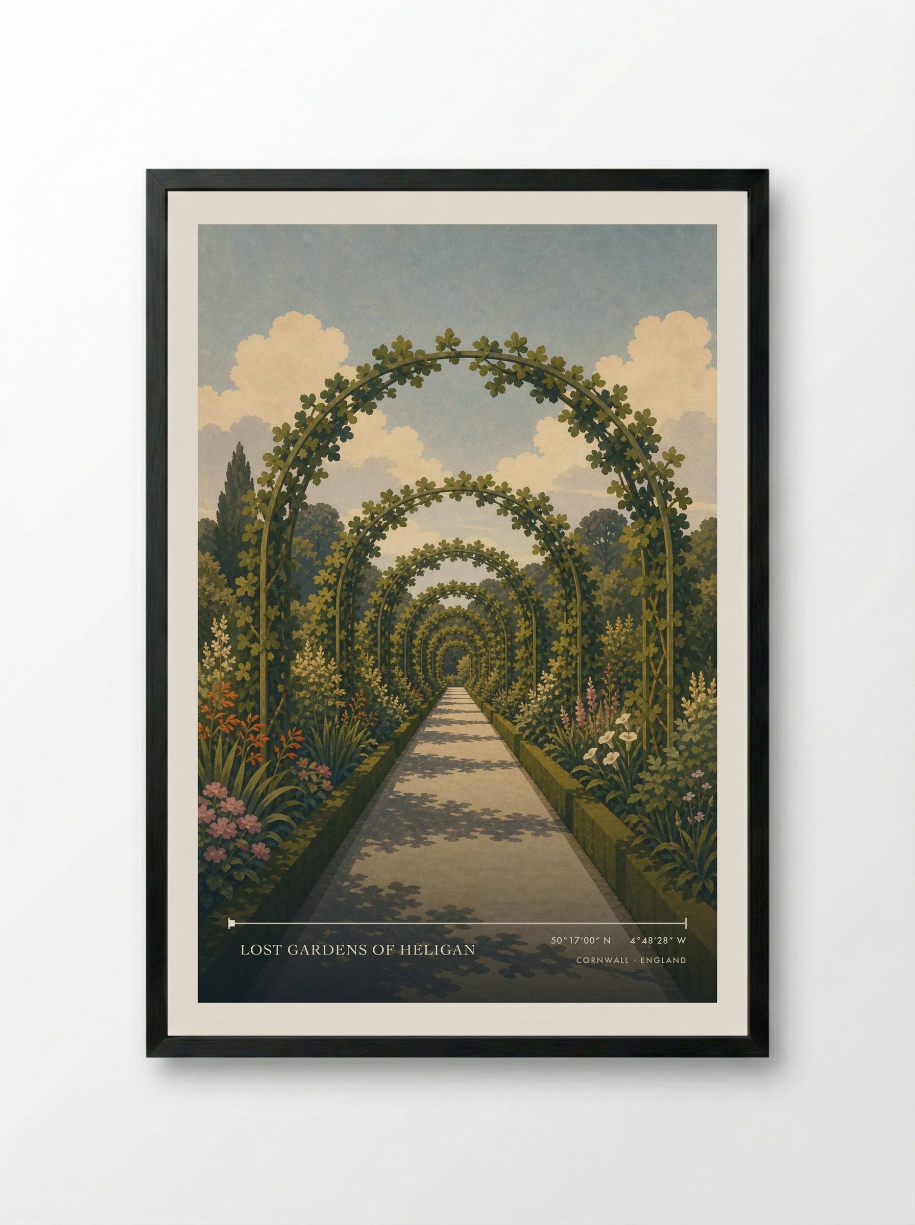 Lost Gardens of Heligan Cornwall England Travel Poster - Framed Print Black