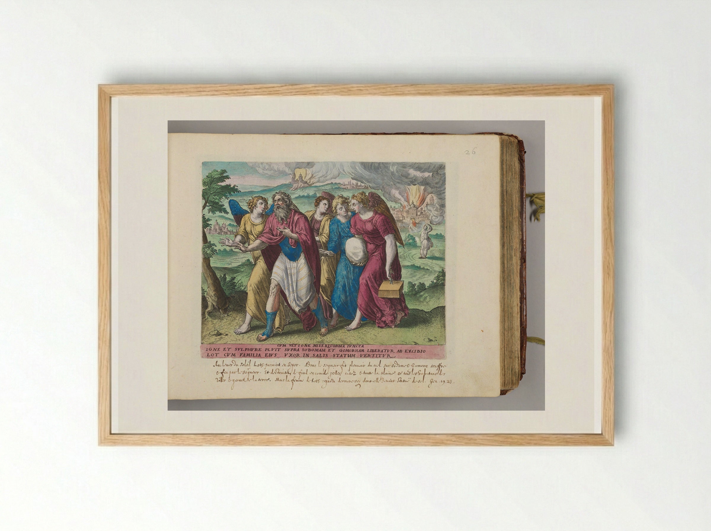 Lot and His Family Leaving Sodom - Hans Collaert the Elder - Framed Print Wood