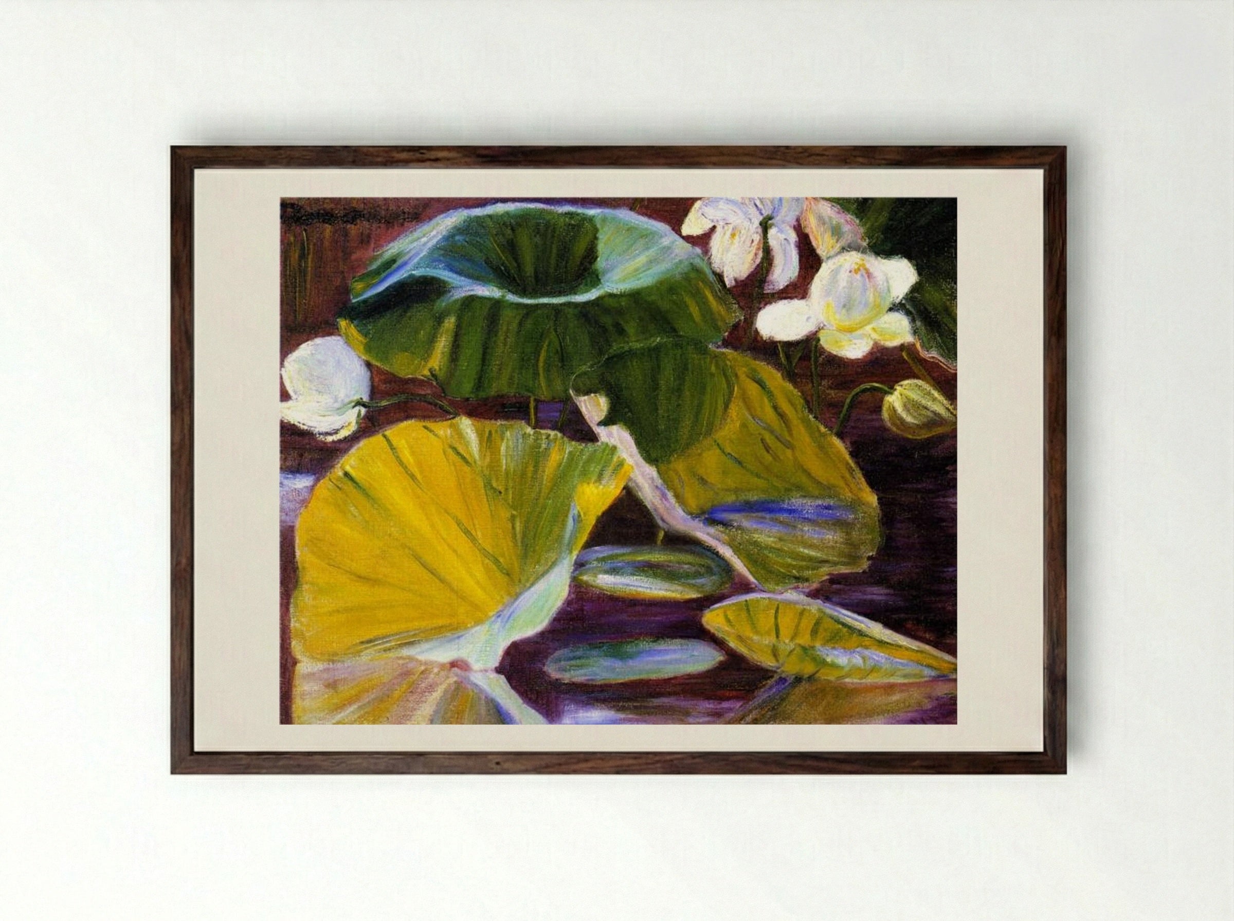 Lotus Flowers (Oya, Japan) - Lilla Cabot Perry - Framed Print Dark Wood