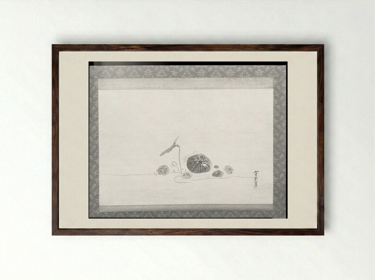 Lotus Pond - Kusumi Morikage - Framed Print Dark Wood