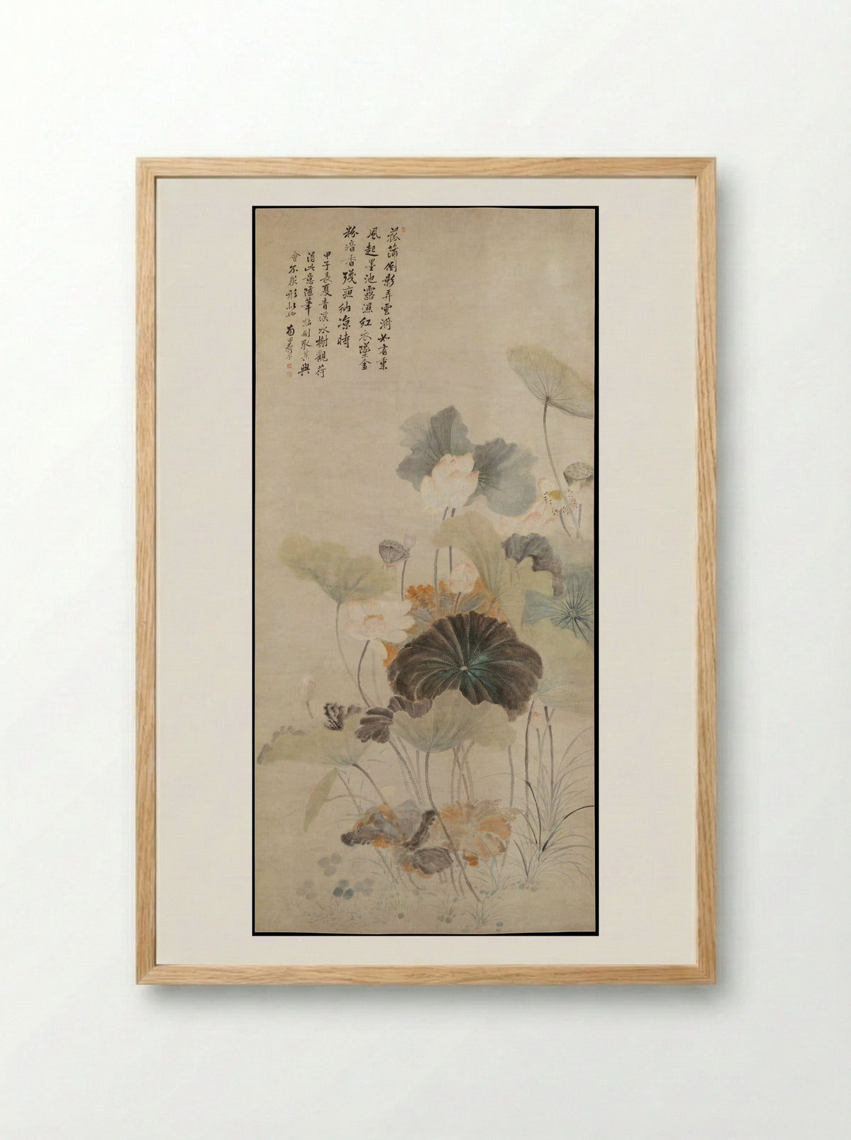 Lotuses on a Summer Evening - Yun Shouping - Framed Print Wood