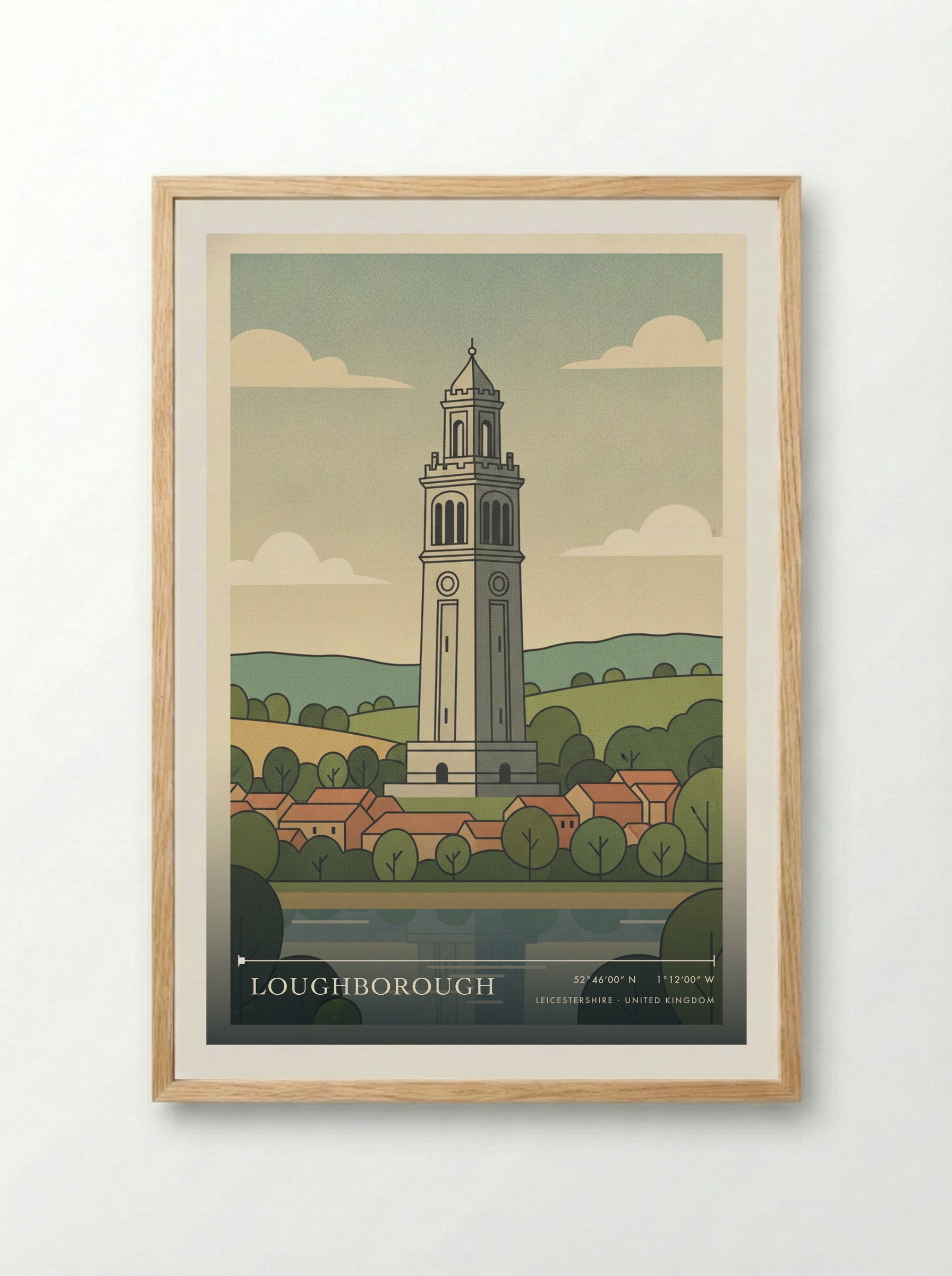 Loughborough Leicestershire United Kingdom Travel Poster - Framed Print Wood