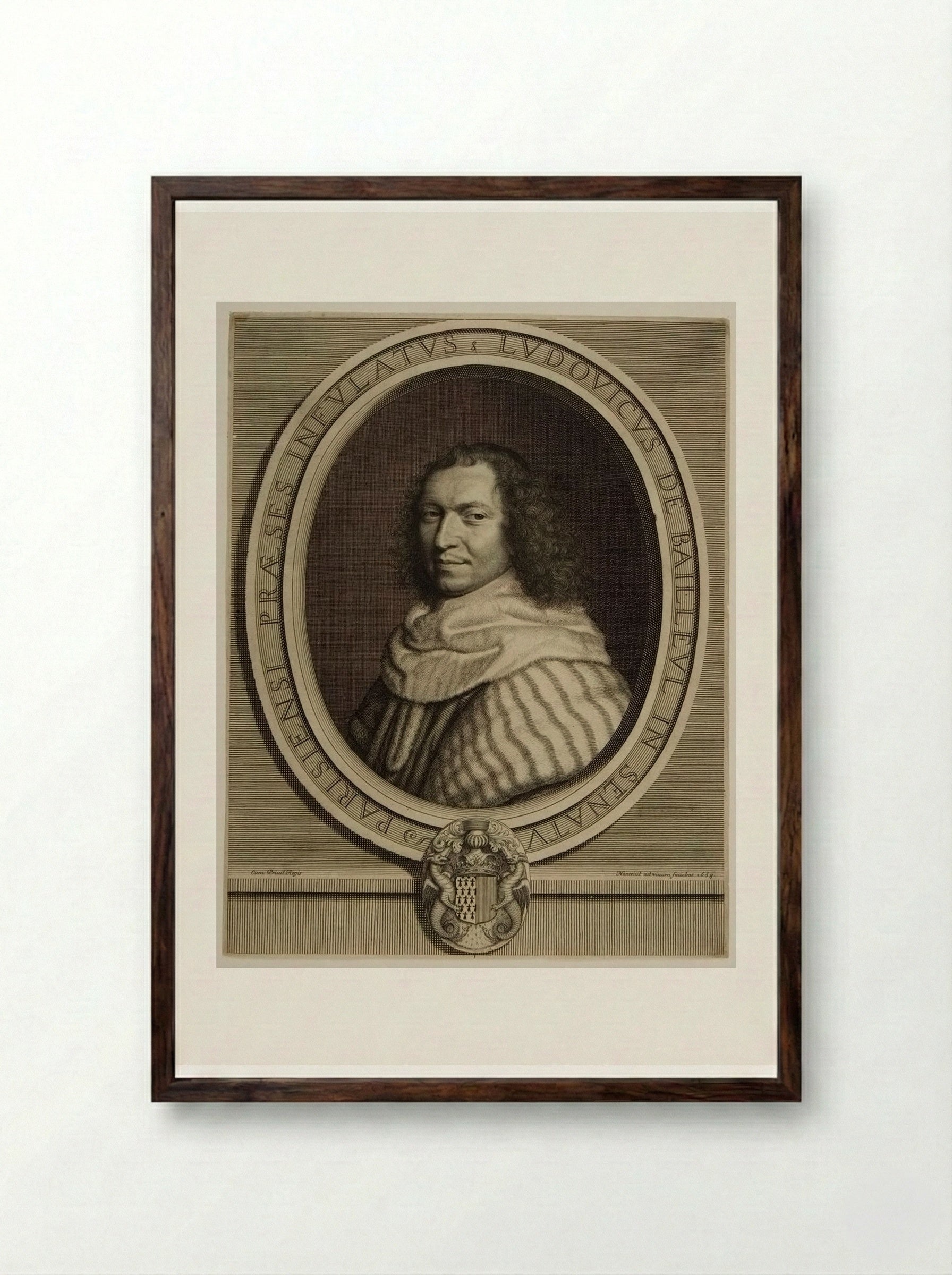 Louis-Dominique de Bailleul, Marquis de Château-Gontier - Robert Nanteuil - Framed Print Dark Wood