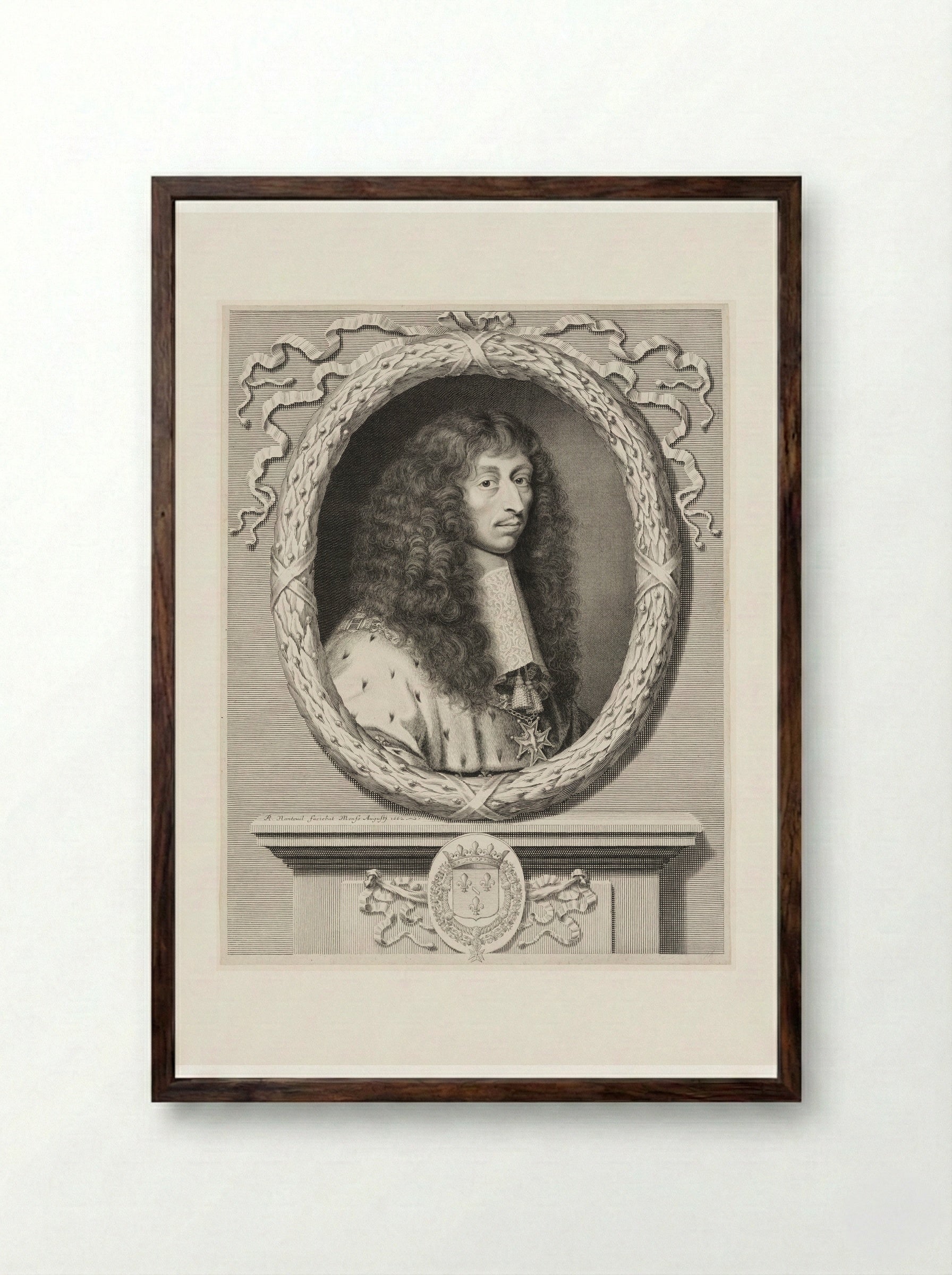 Louis II, Prince de Condé - Robert Nanteuil - Framed Print Dark Wood