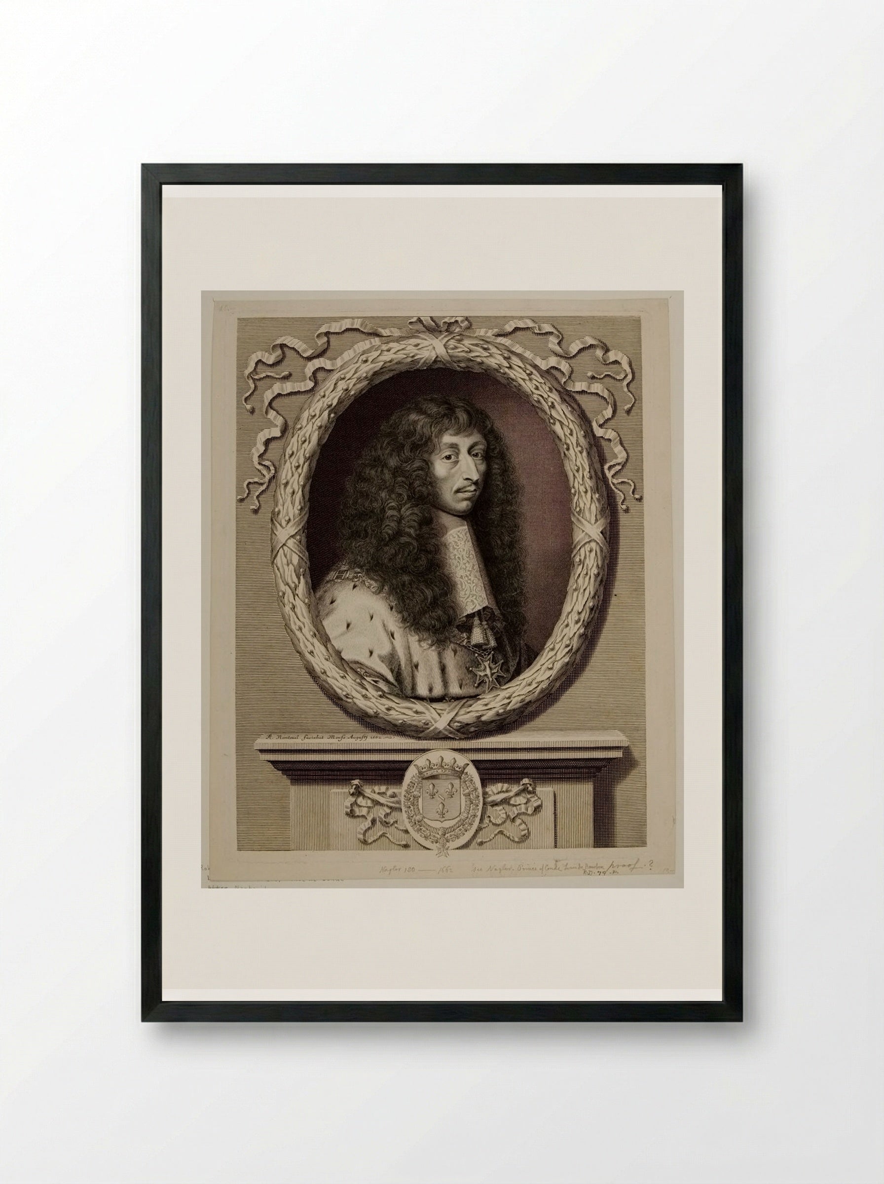 Louis II de Bourbon, Prince de Condé - Robert Nanteuil - Framed Print Black