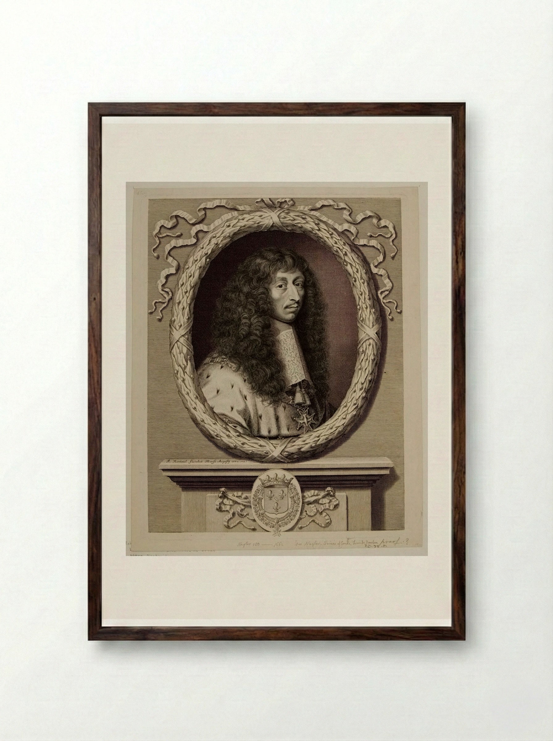 Louis II de Bourbon, Prince de Condé - Robert Nanteuil - Framed Print Dark Wood