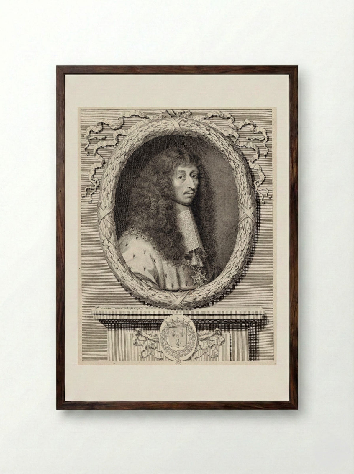 Louis II de Bourbon, Prince de Condé - Robert Nanteuil - Framed Print Dark Wood
