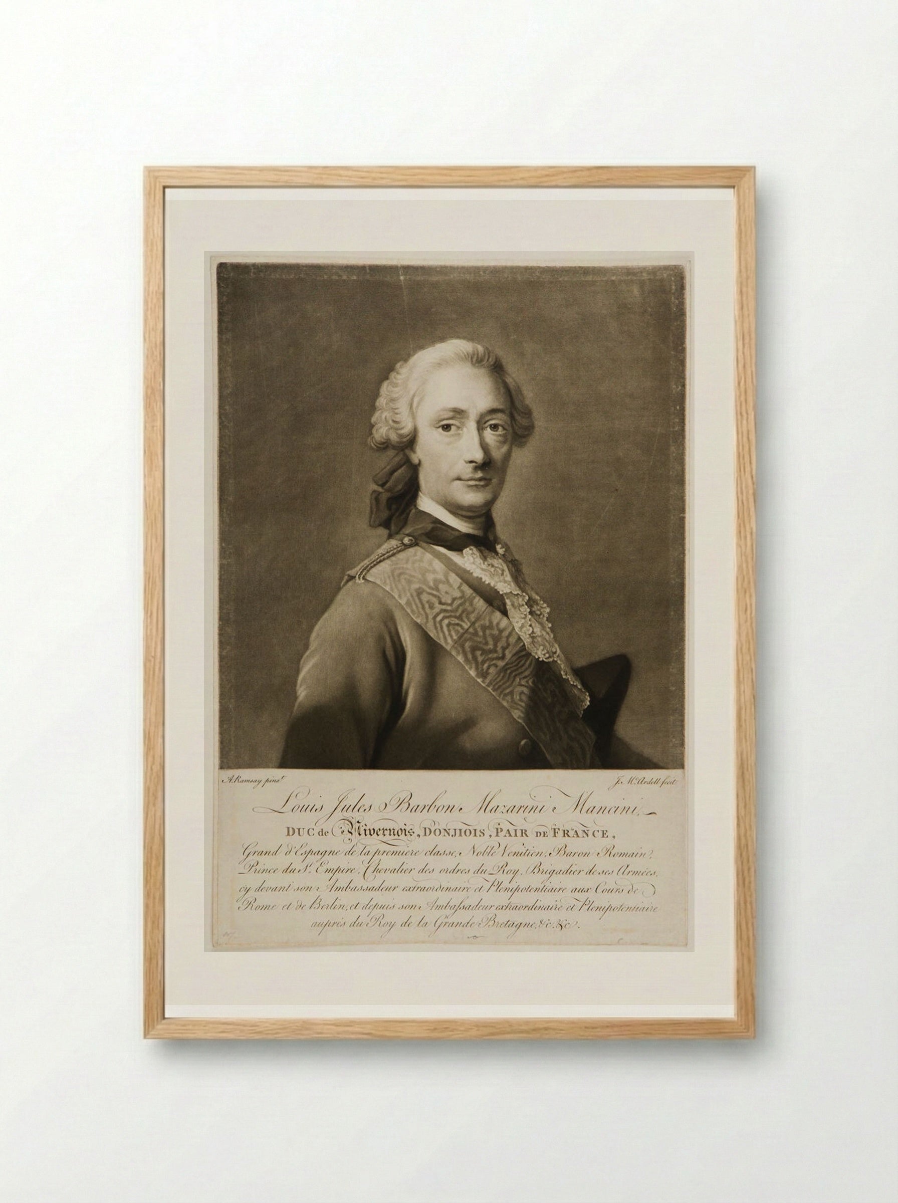 Louis Jules Barbon Mazarini Mancini, duc de Nivernois - James McArdell - Framed Print Wood