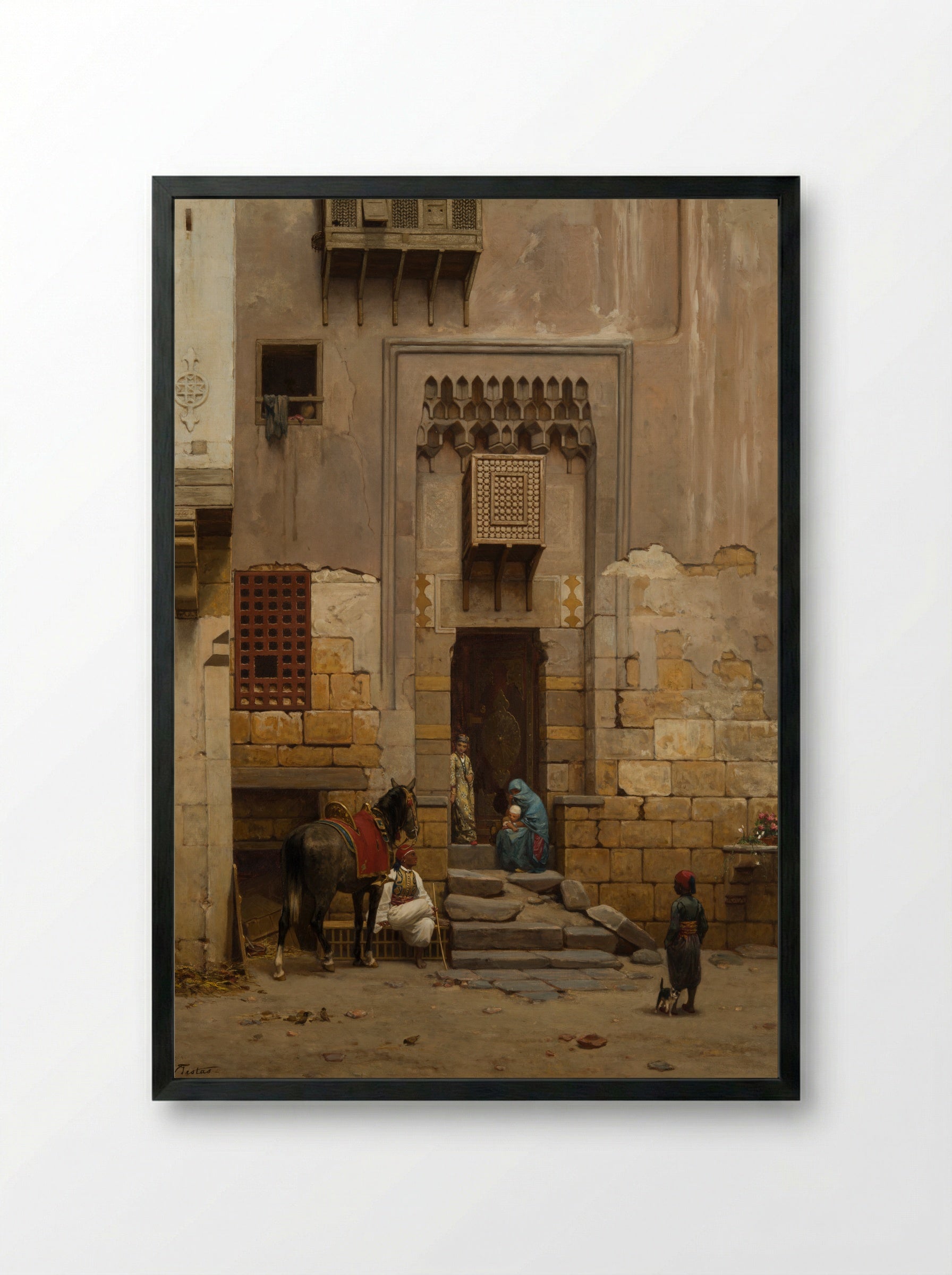 Louis Philippe Albert d'Orléans at an Excavation in Egypt - Willem de Famars Testas - Framed Print Black