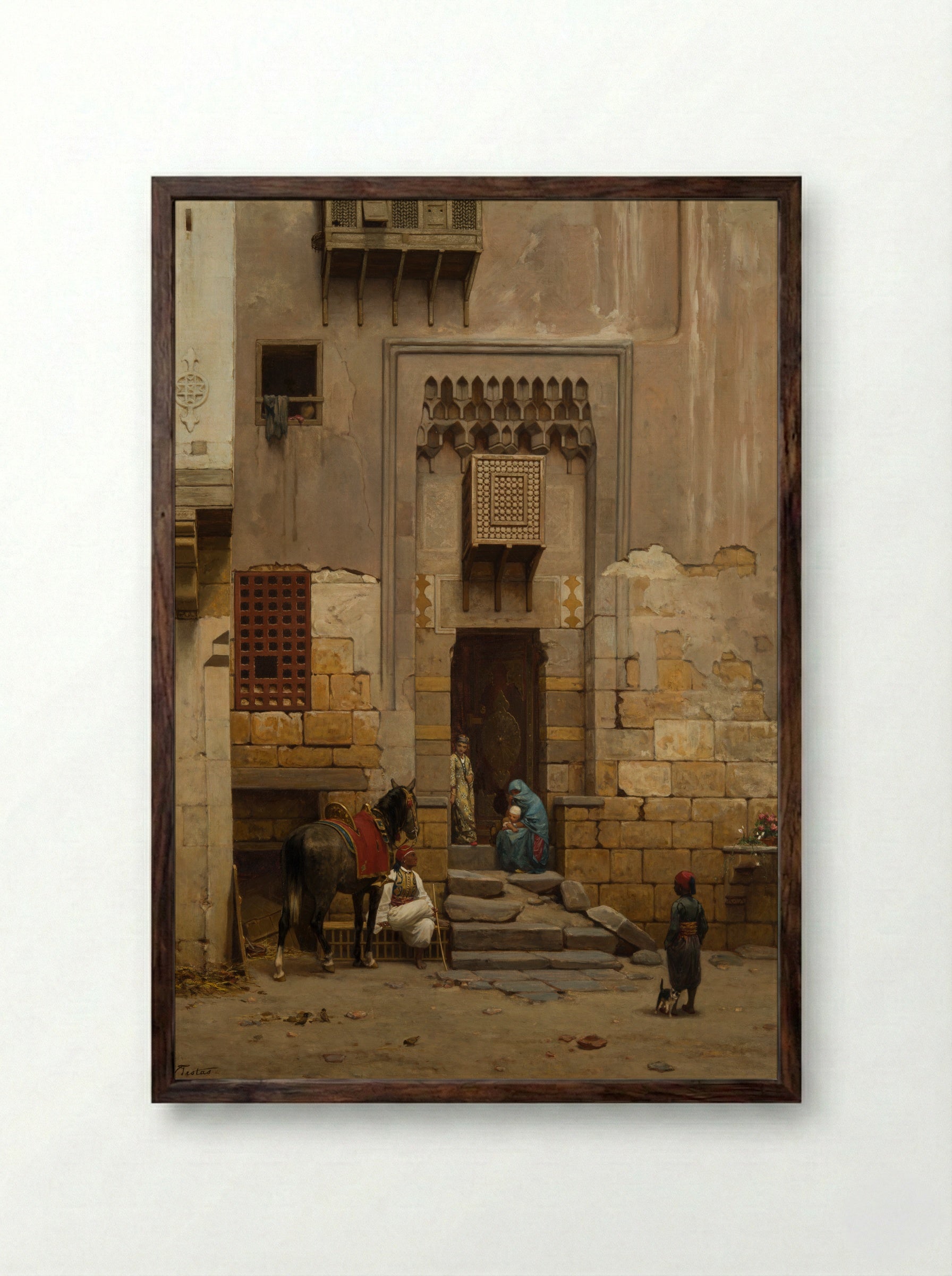 Louis Philippe Albert d'Orléans at an Excavation in Egypt - Willem de Famars Testas - Framed Print Dark Wood