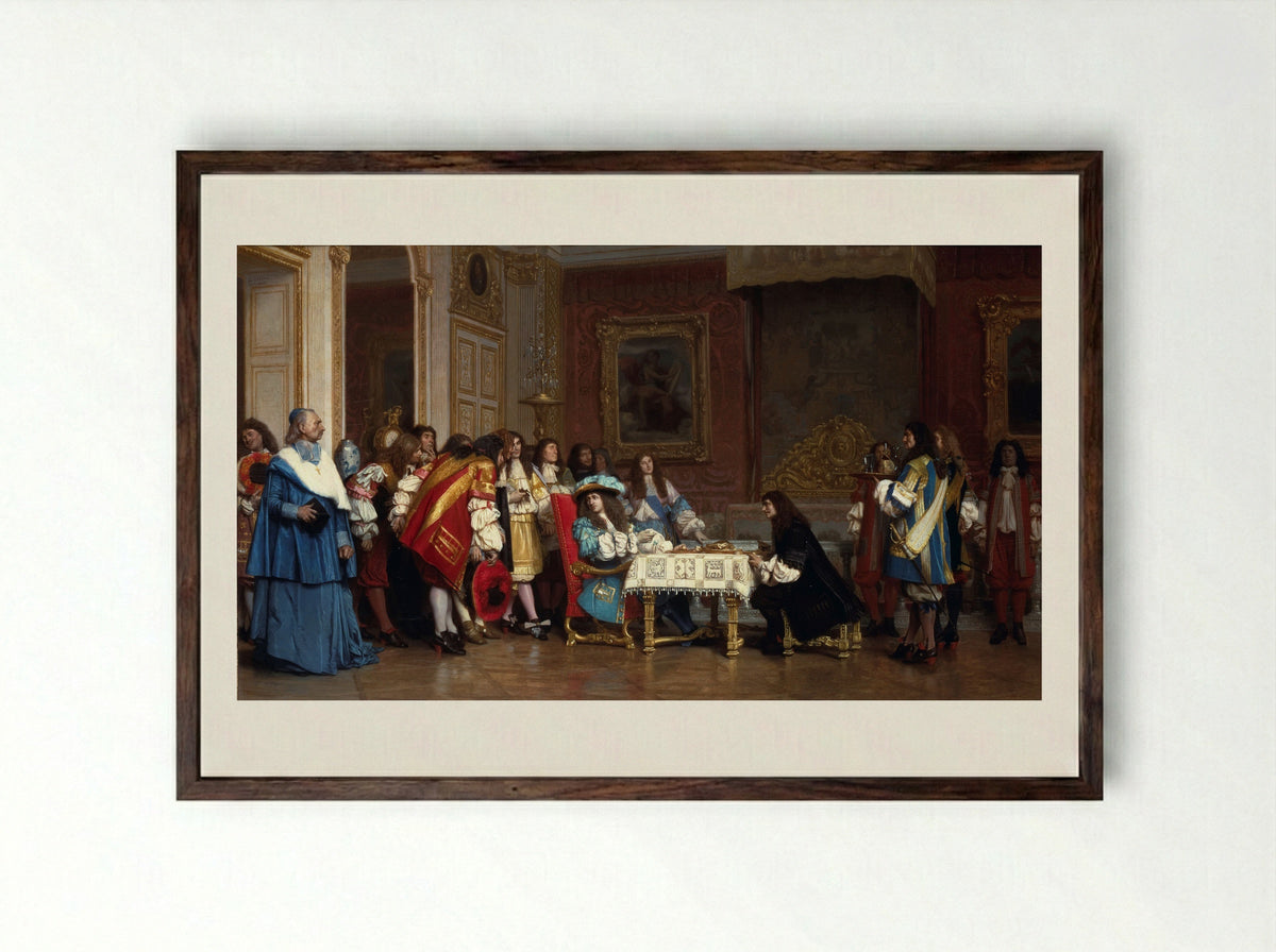 Louis XIV and Moliere - Jean-Leon Gerome - Framed Print Dark Wood