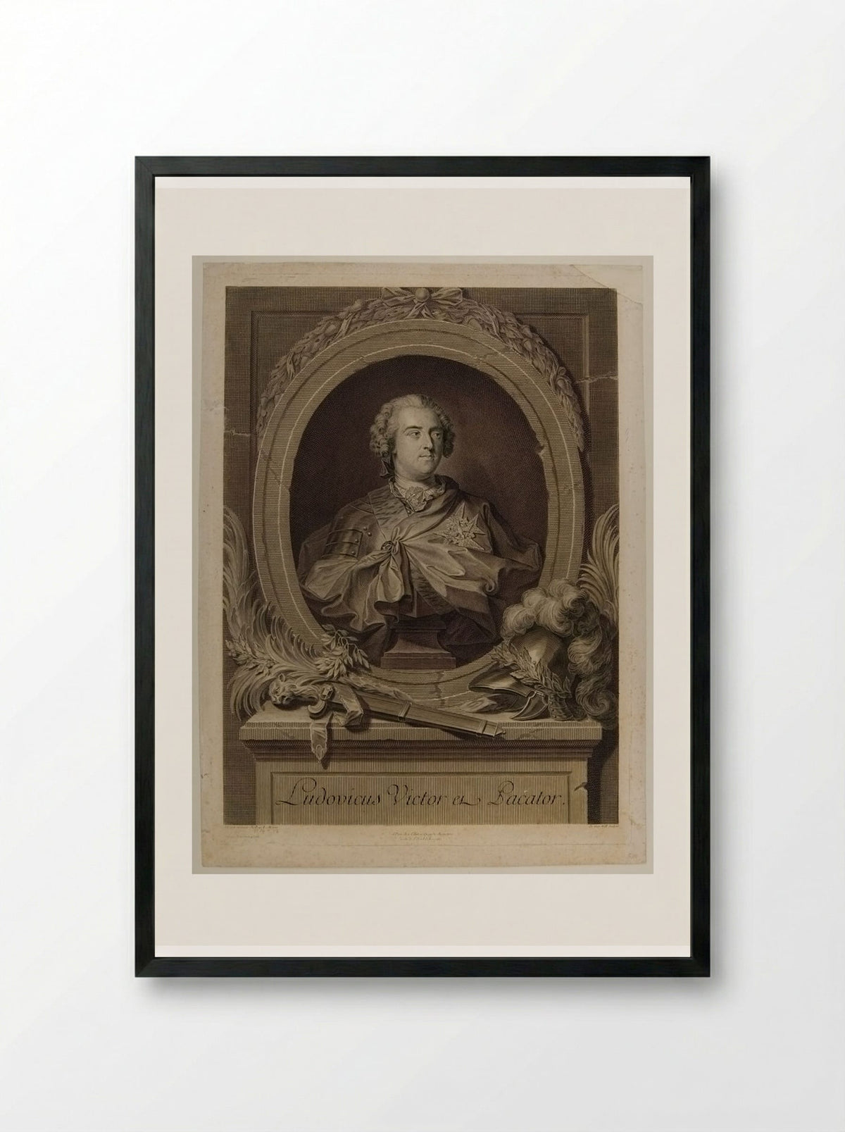 Louis XV, King of France - Johann Georg Wille - Framed Print Black