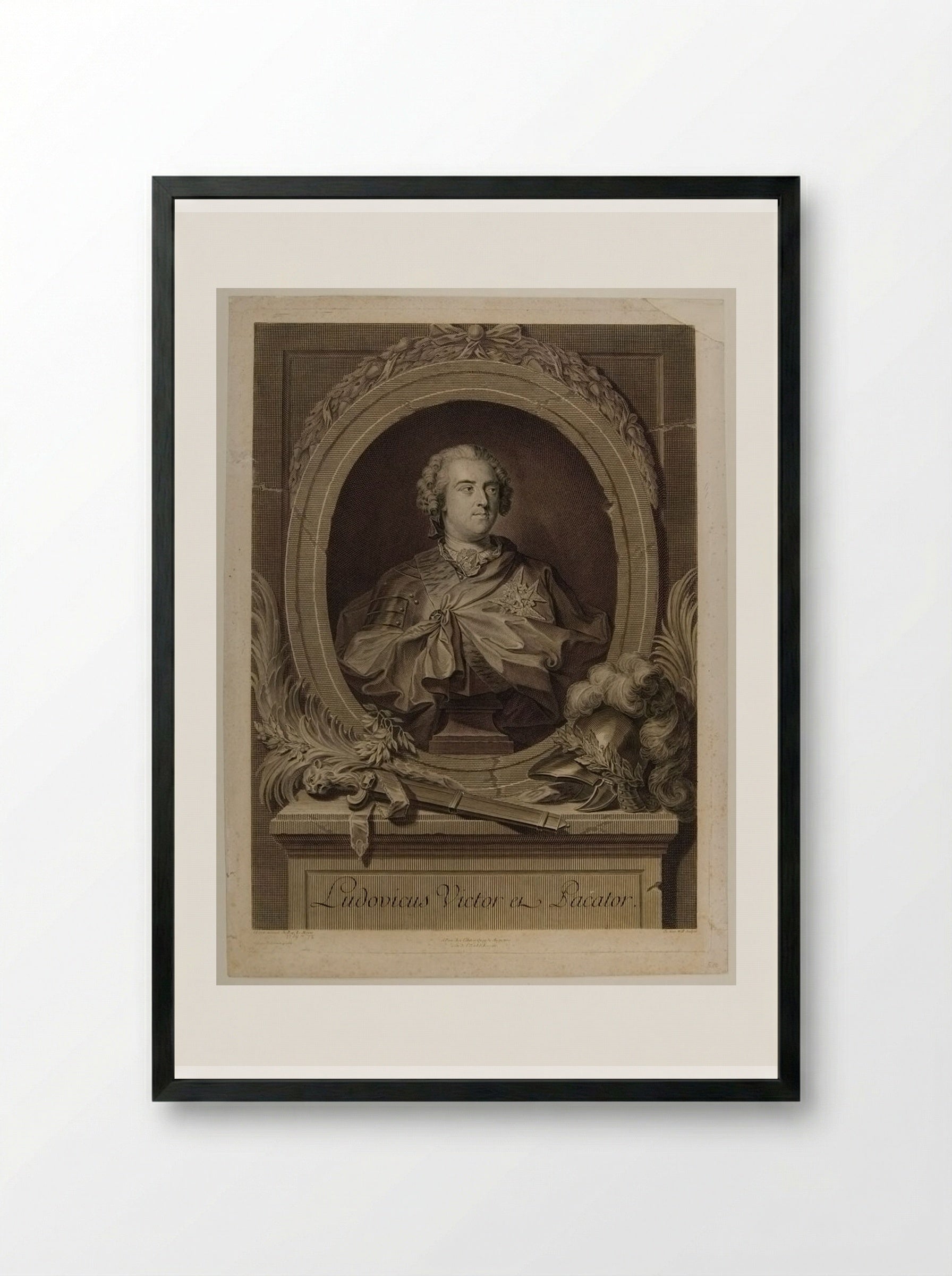 Louis XV, King of France - Johann Georg Wille - Framed Print Black