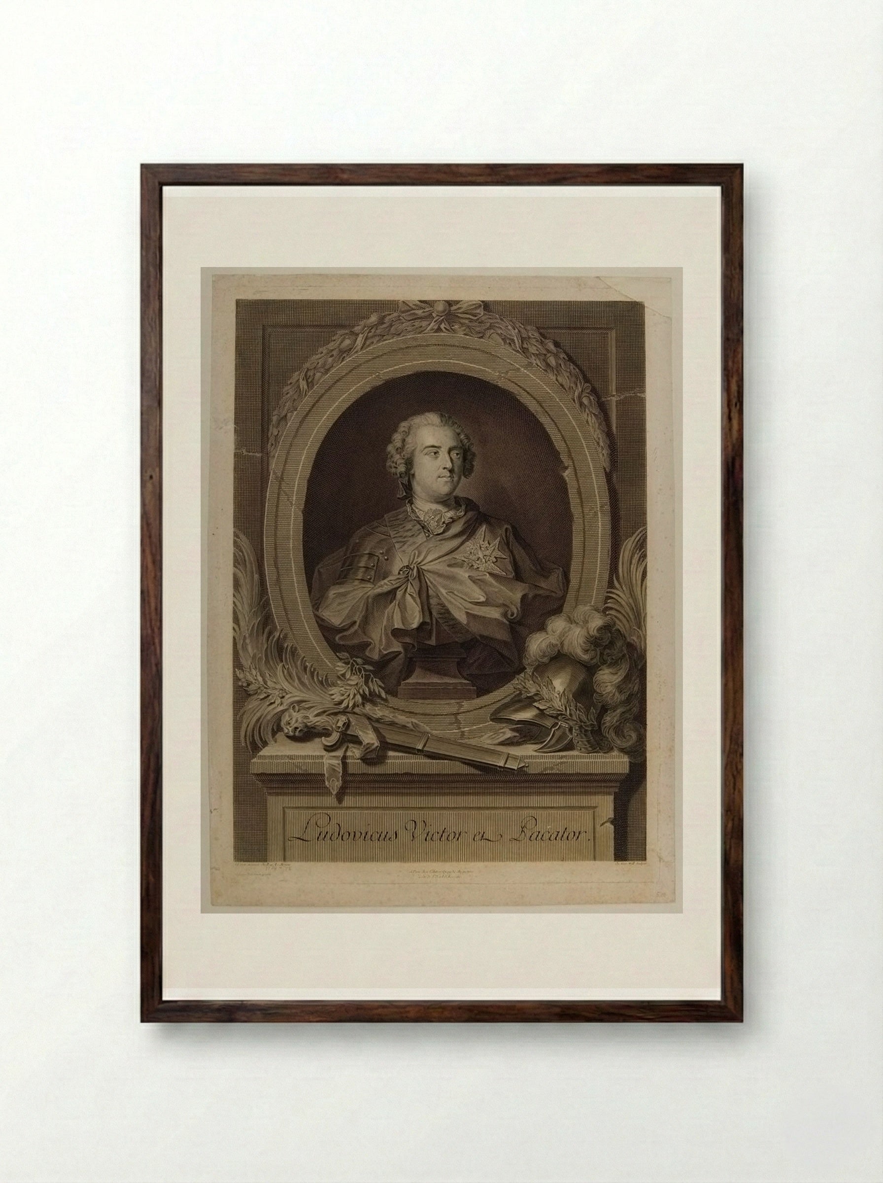 Louis XV, King of France - Johann Georg Wille - Framed Print Dark Wood