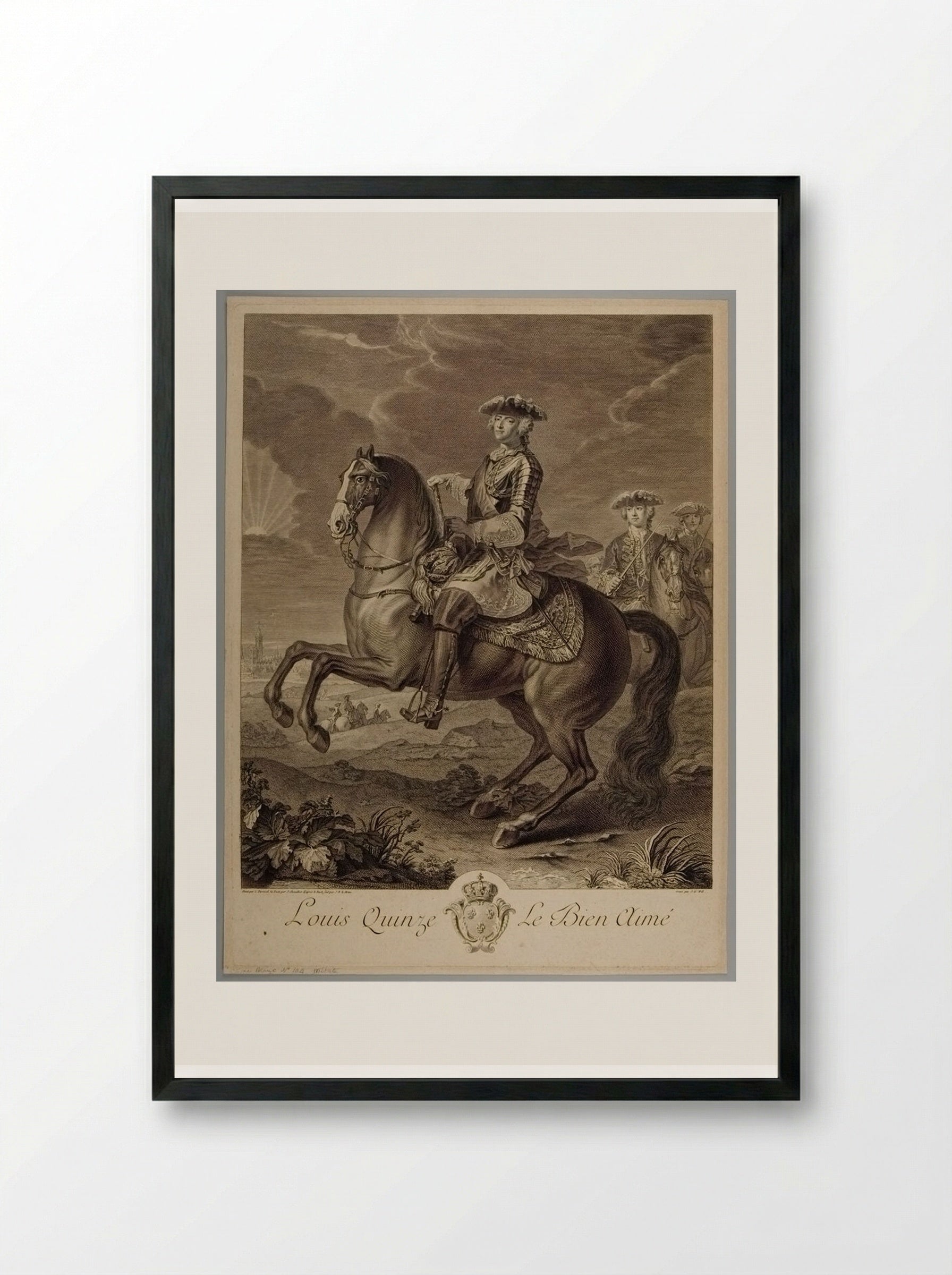 Louis XV, the Well-Loved - Johann Georg Wille - Framed Print Black