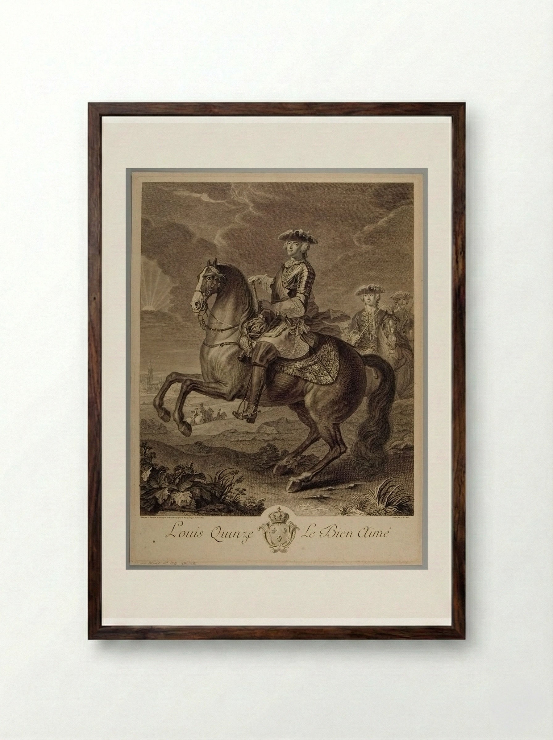 Louis XV, the Well-Loved - Johann Georg Wille - Framed Print Dark Wood