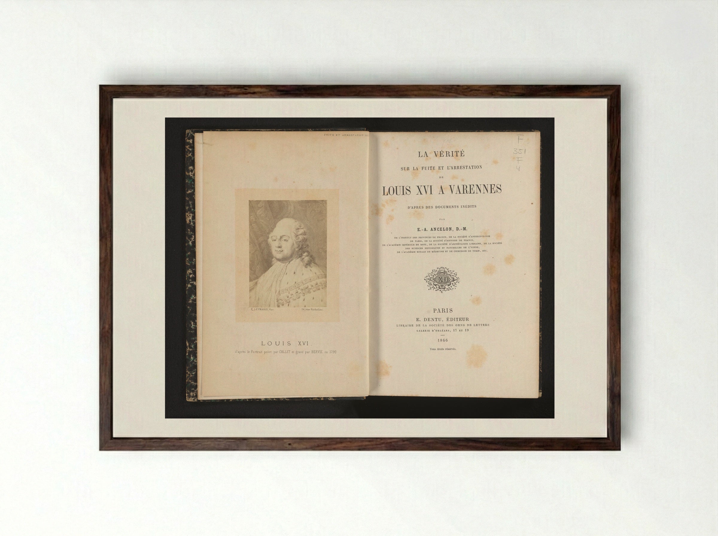Louis XVI (After Antoine-François Callet) - Charles Clément Bervic - Framed Print Dark Wood