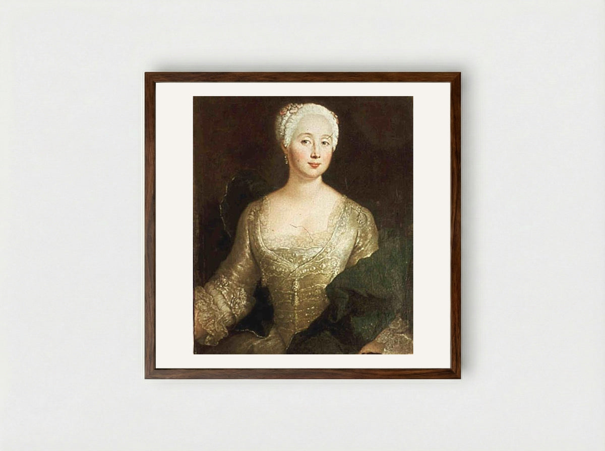 Louise Eleonore von Wreech - Antoine Pesne - Framed Print Dark Wood