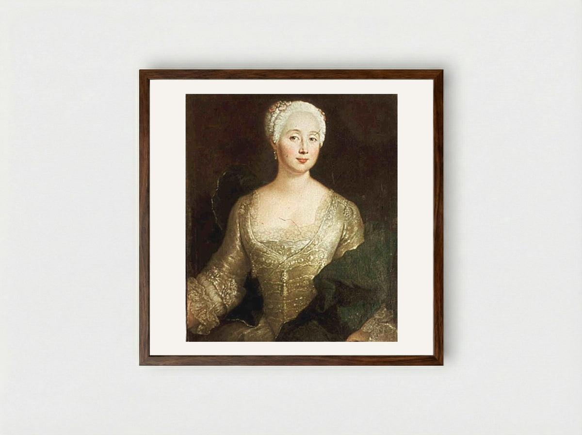 Louise Eleonore von Wreech - Antoine Pesne - Framed Print Dark Wood