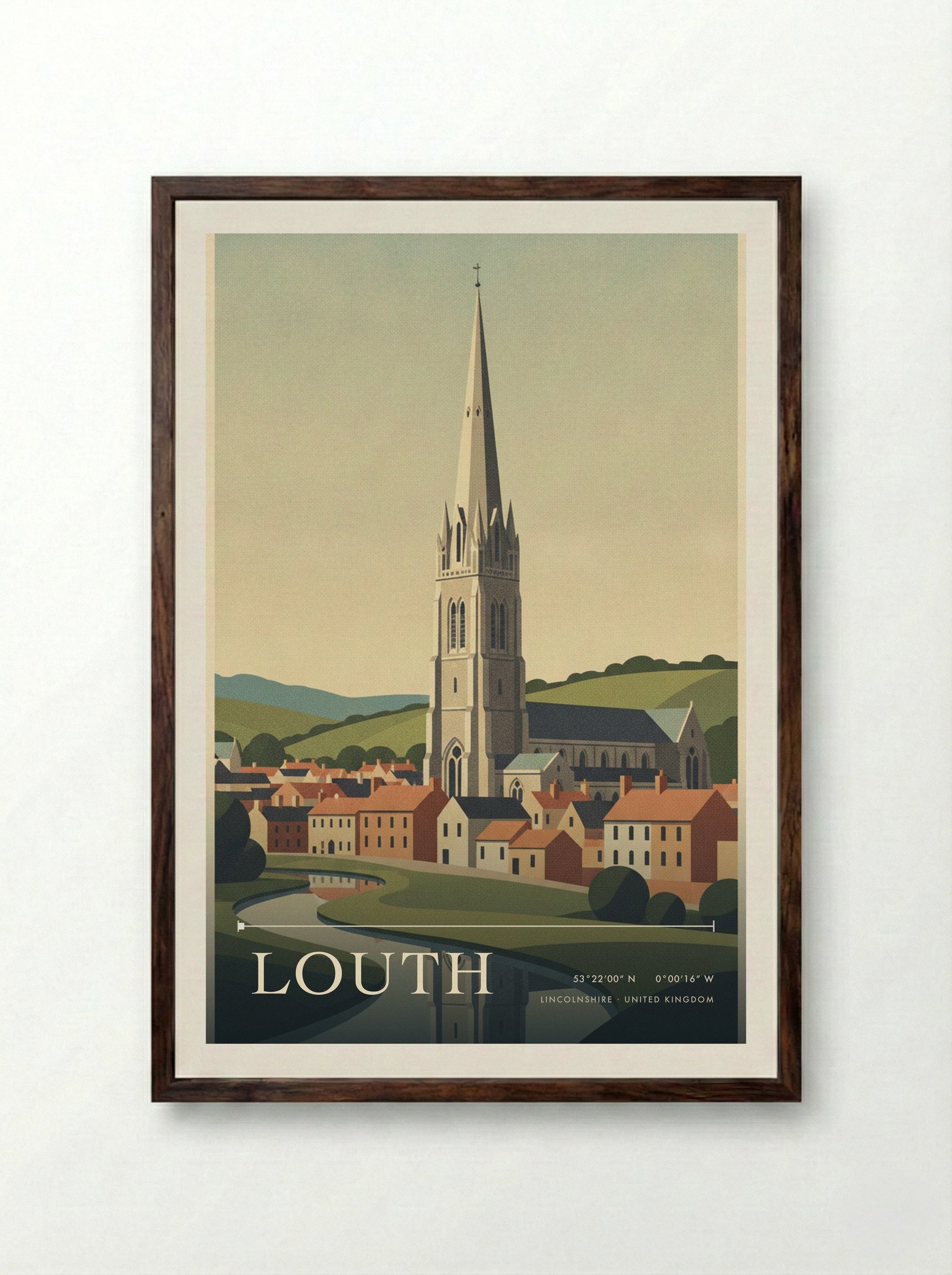 Louth Lincolnshire United Kingdom Travel Poster - Framed Print Dark Wood