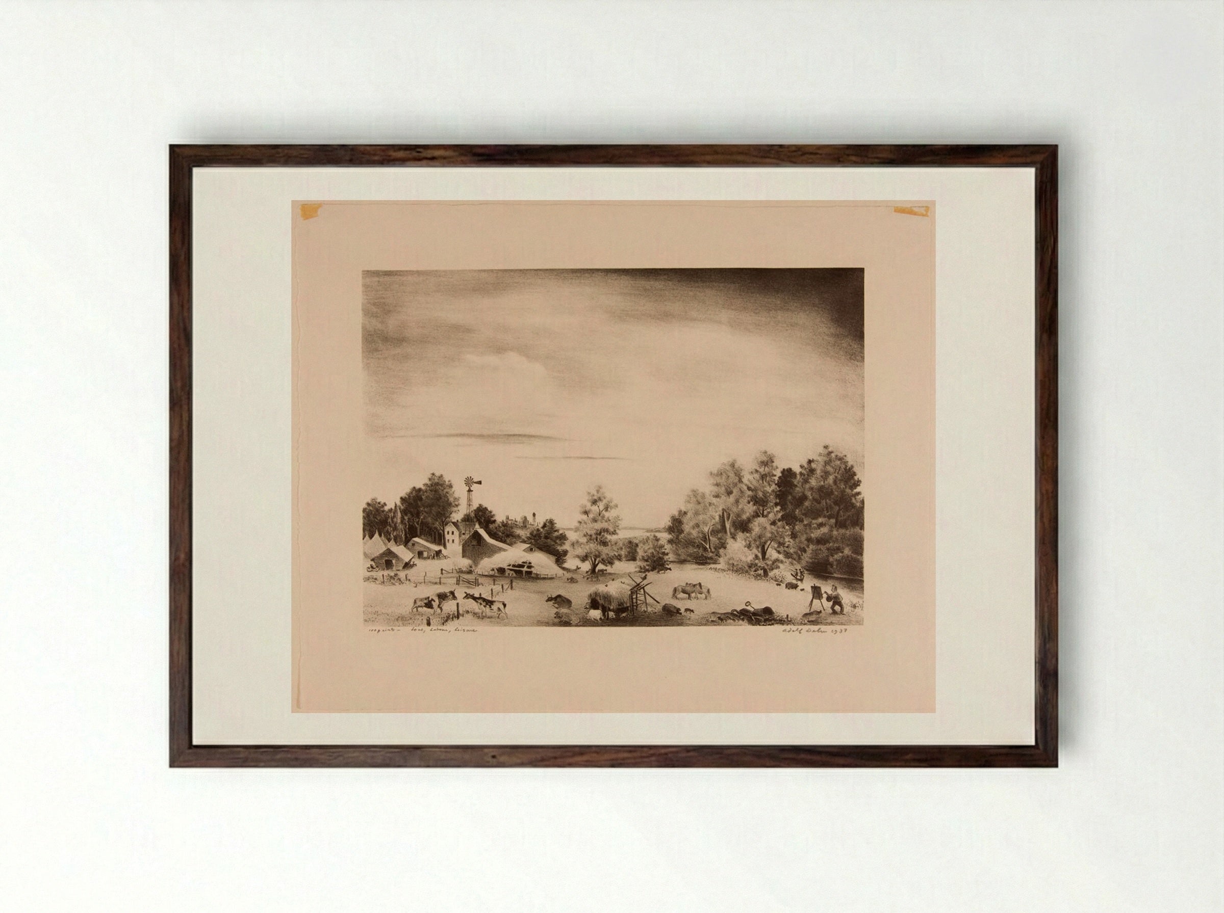 Love, Labour, Leisure - Adolph Dehn - Framed Print Dark Wood