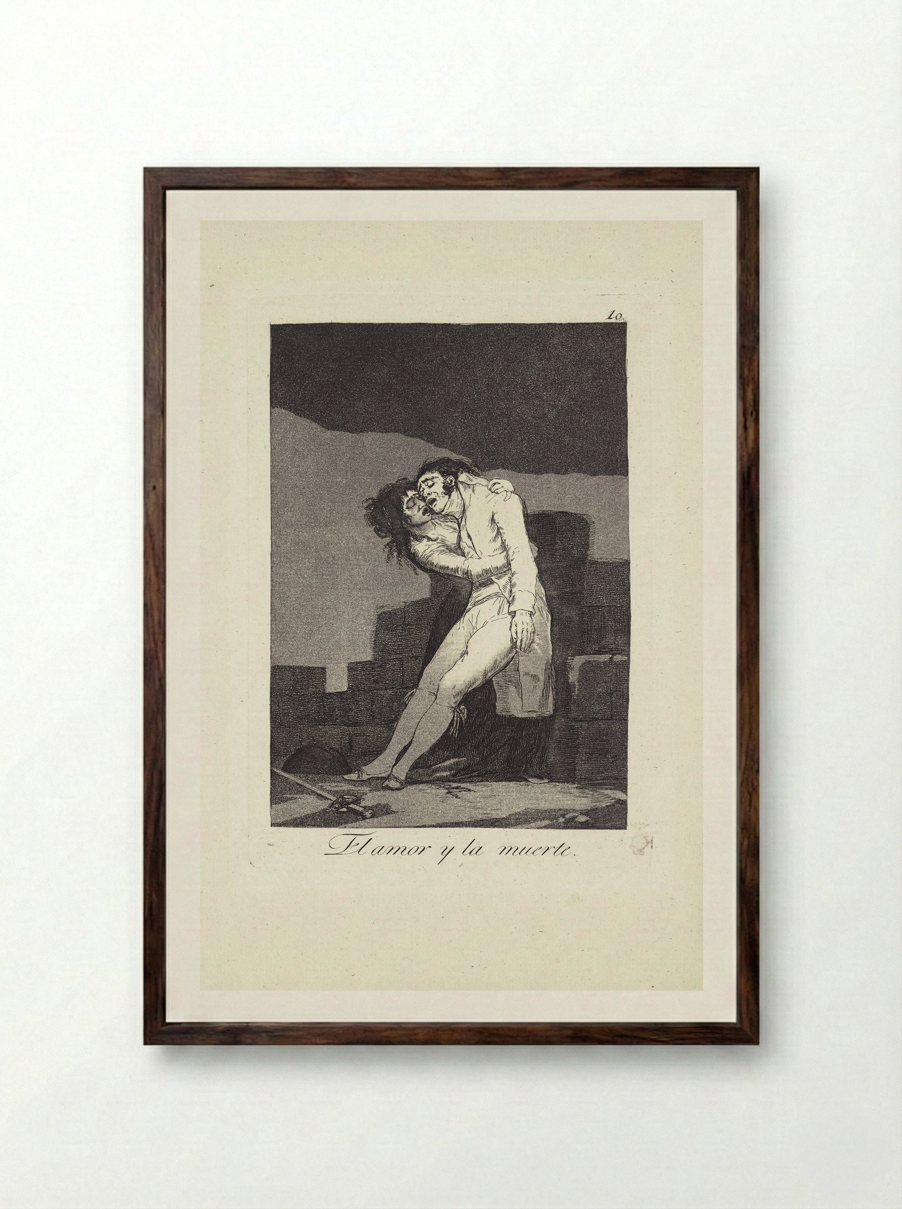 Love and Death - Francisco José de Goya y Lucientes - Framed Print Dark Wood