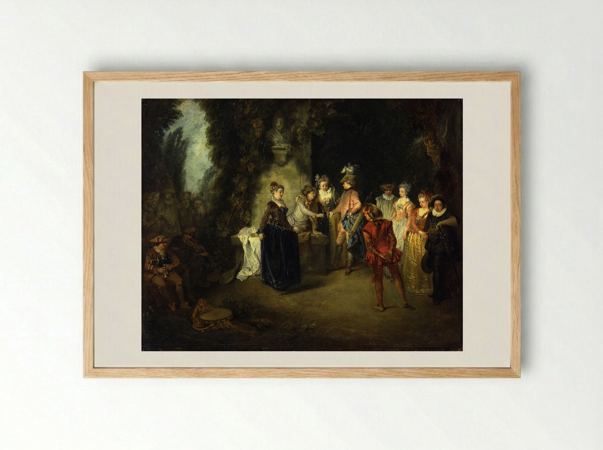 Love in the French Theatre - Antoine Watteau - Framed Print Wood