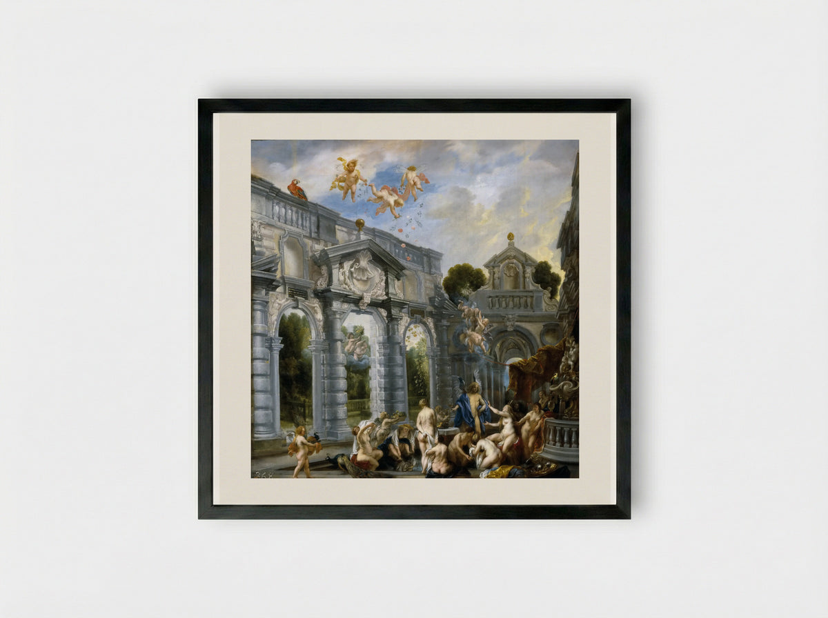 Love of Cupid and Psyche - Jacob Jordaens - Framed Print Black