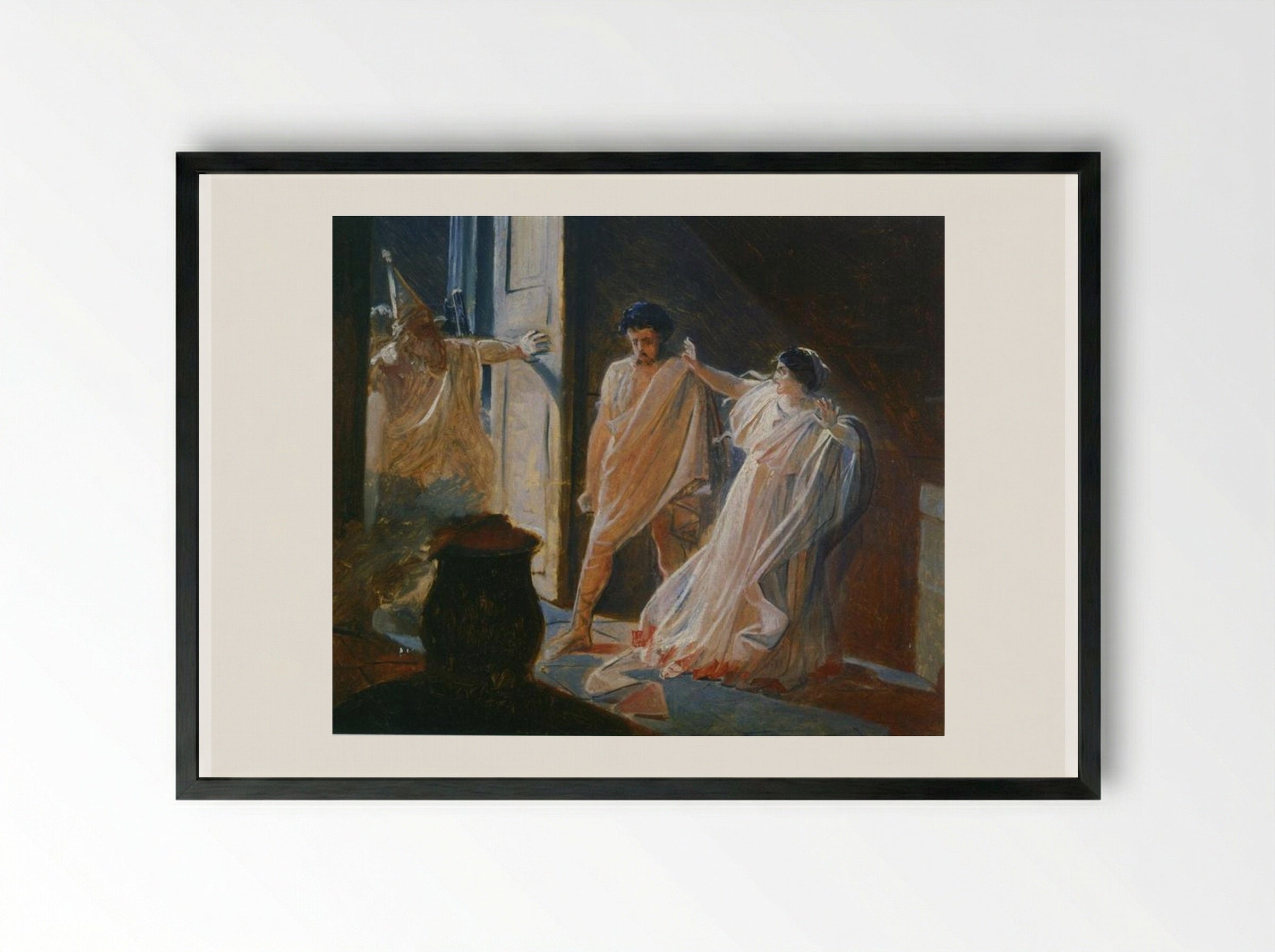 Love of a Vestal - Nikolai Ge - Framed Print Black