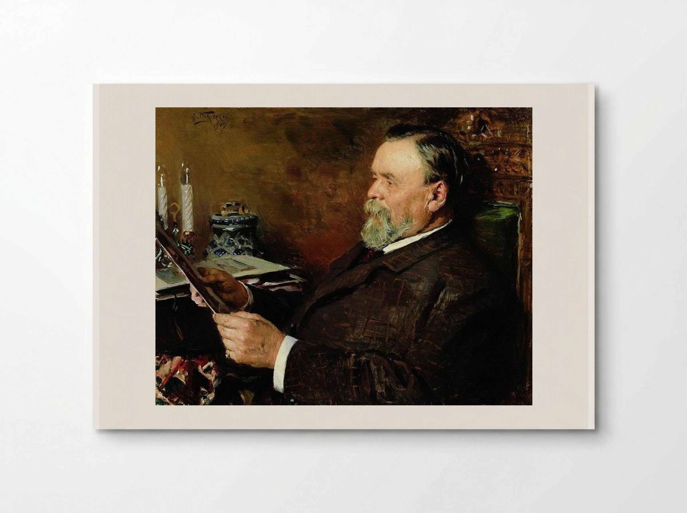 Lover of painting. Portrait of a collector I. E. Tsvetkov - Vladimir Makovsky - Poster