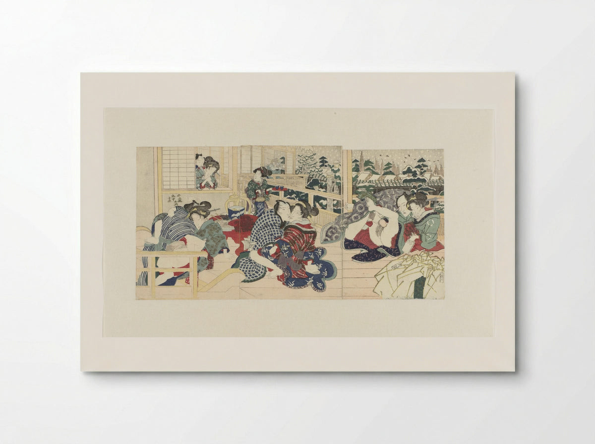 Lovers on a Terrace in Winter - Utagawa Kunisada (I) - Poster